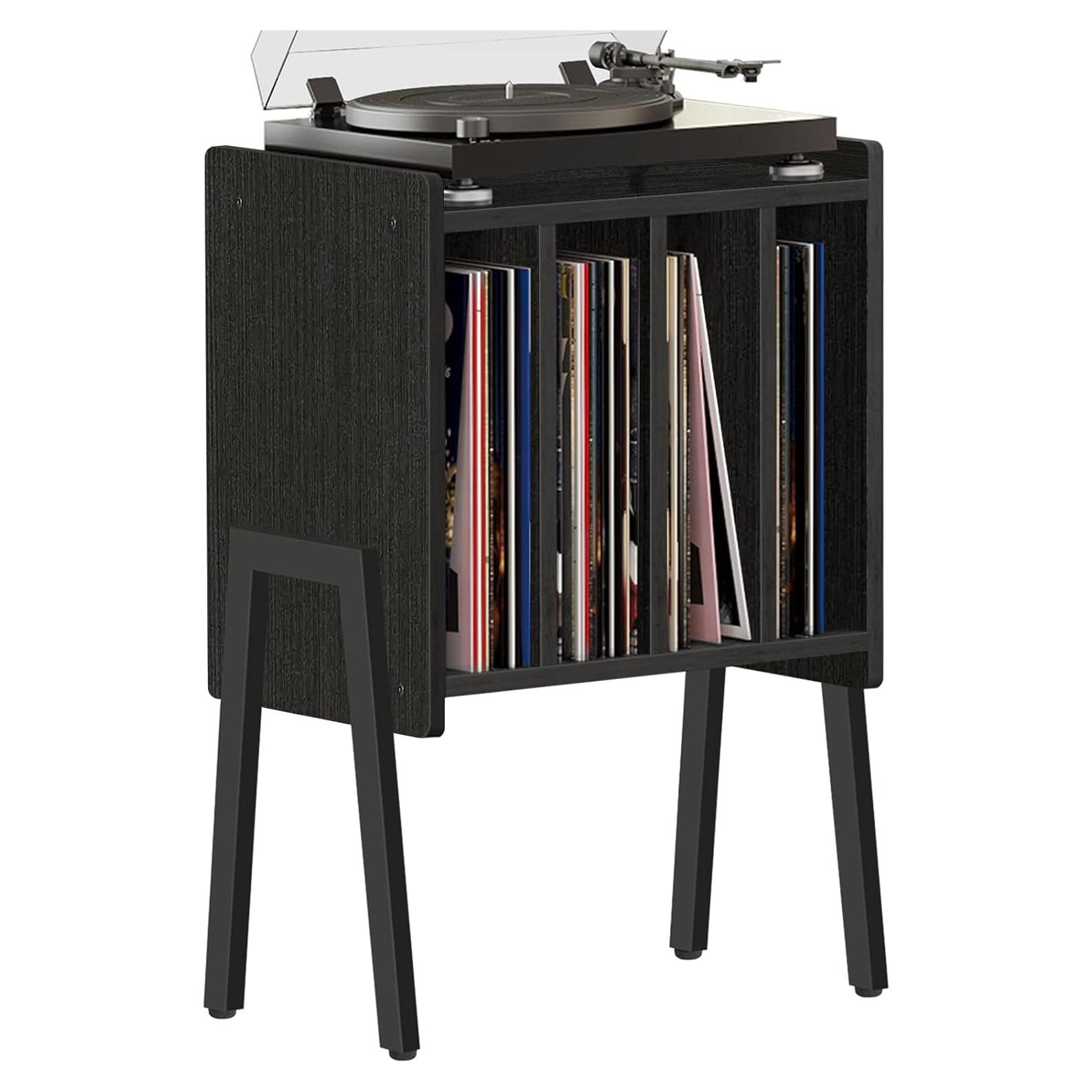 Soporte para Tocadiscos TUTOTAK Negro con 4 Compartimentos