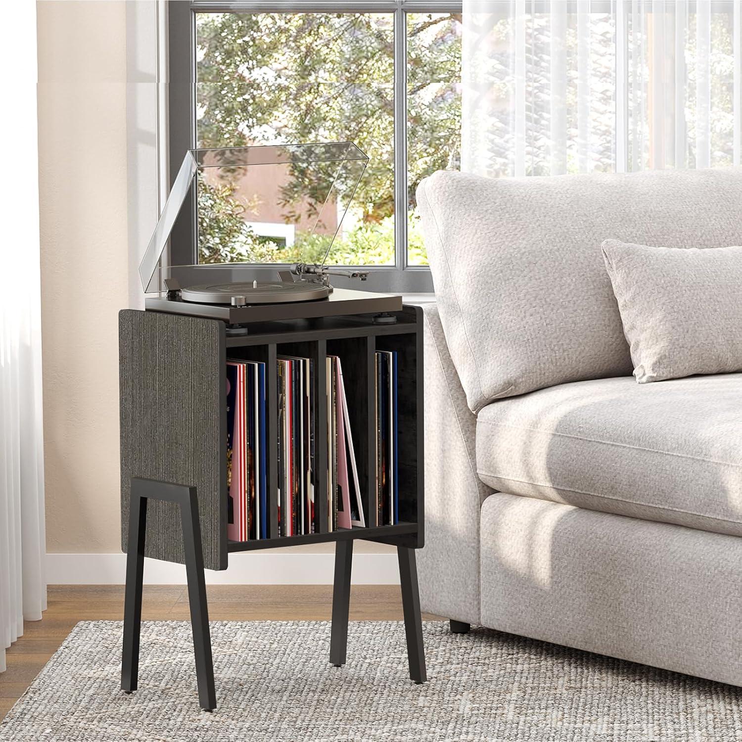 Soporte para Tocadiscos TUTOTAK Negro con 4 Compartimentos