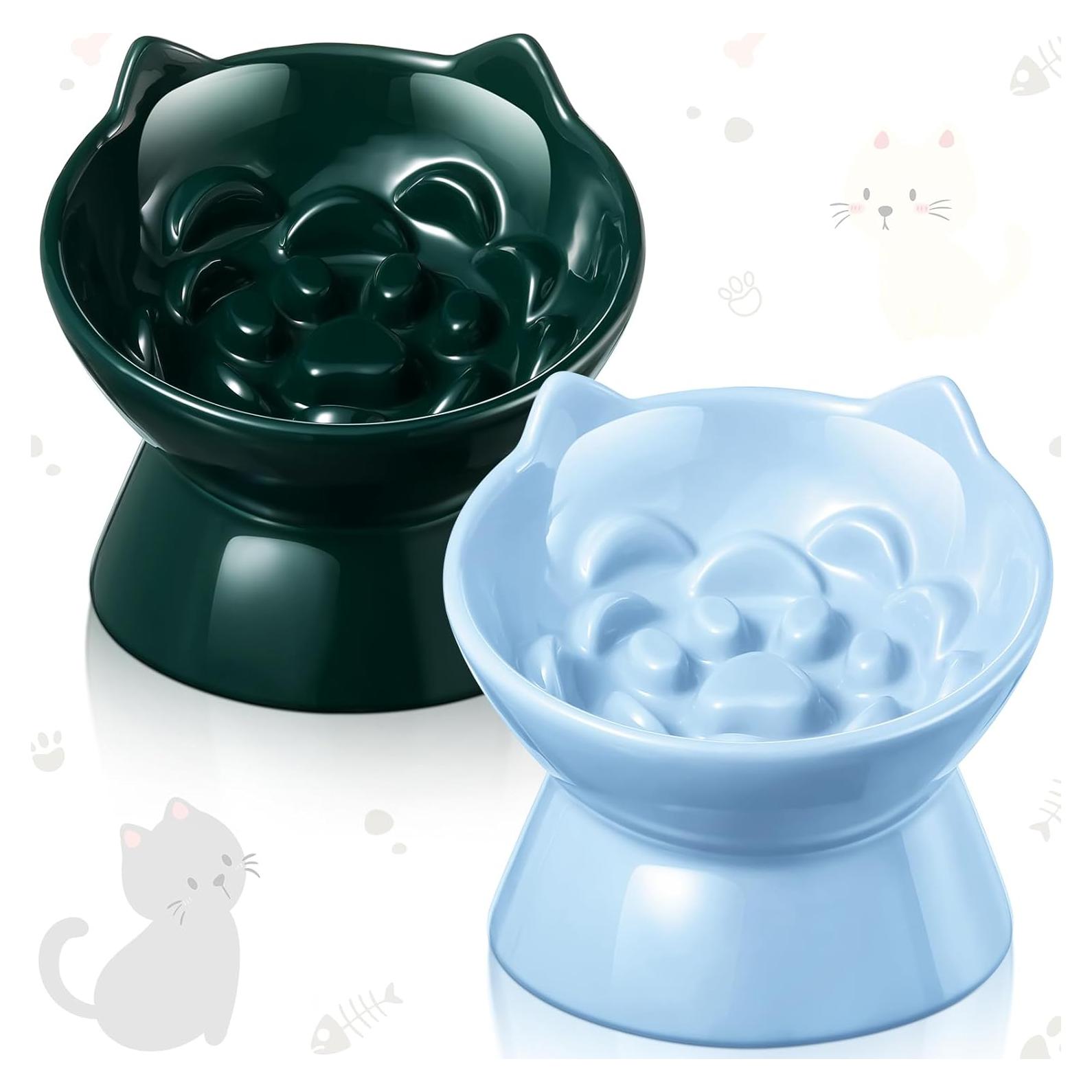Cuencos Elevados de Cerámica para Gatos Funnymoom 2 Pcs