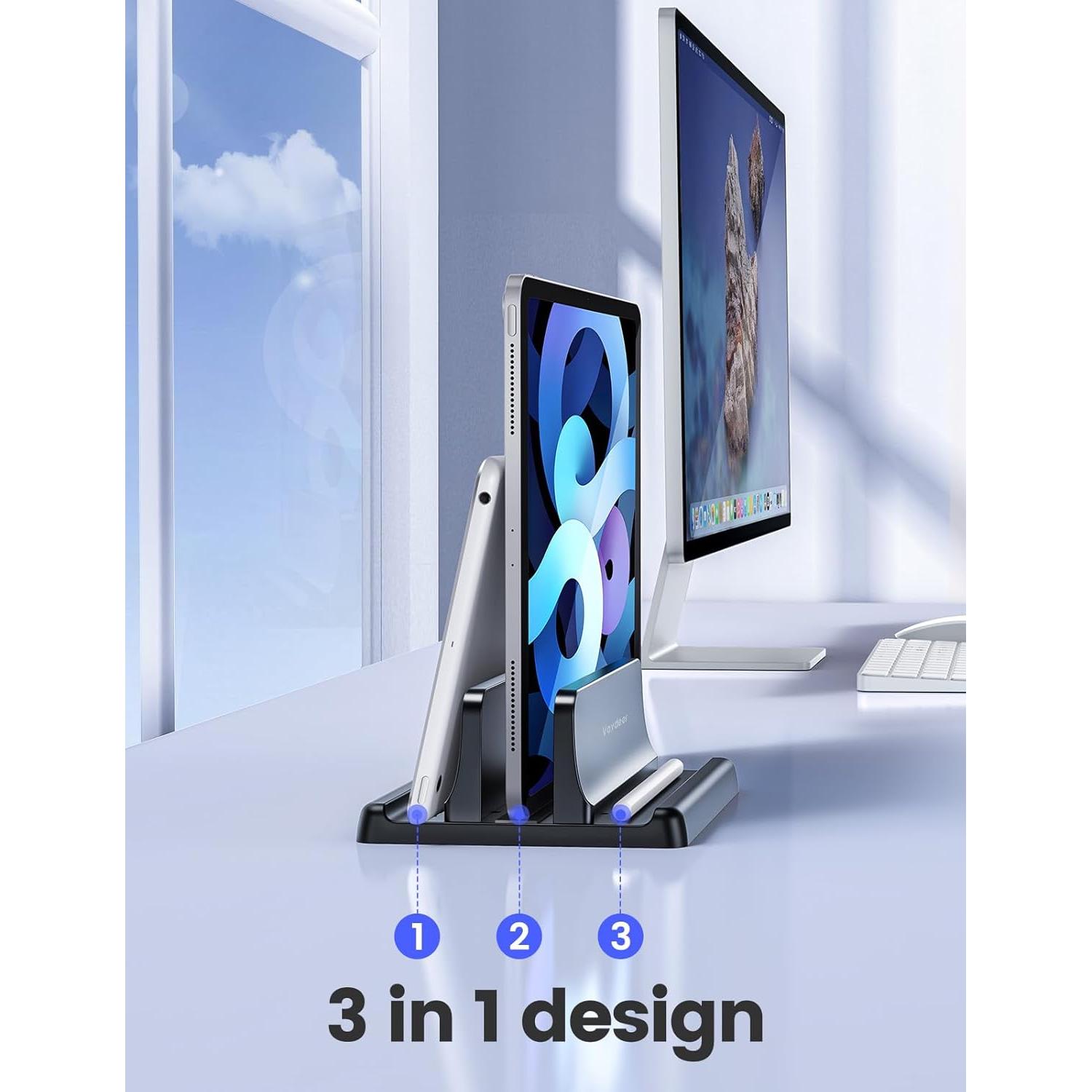 Soporte Vertical para Laptop Vaydeer Ajustable 3 en 1 Negro