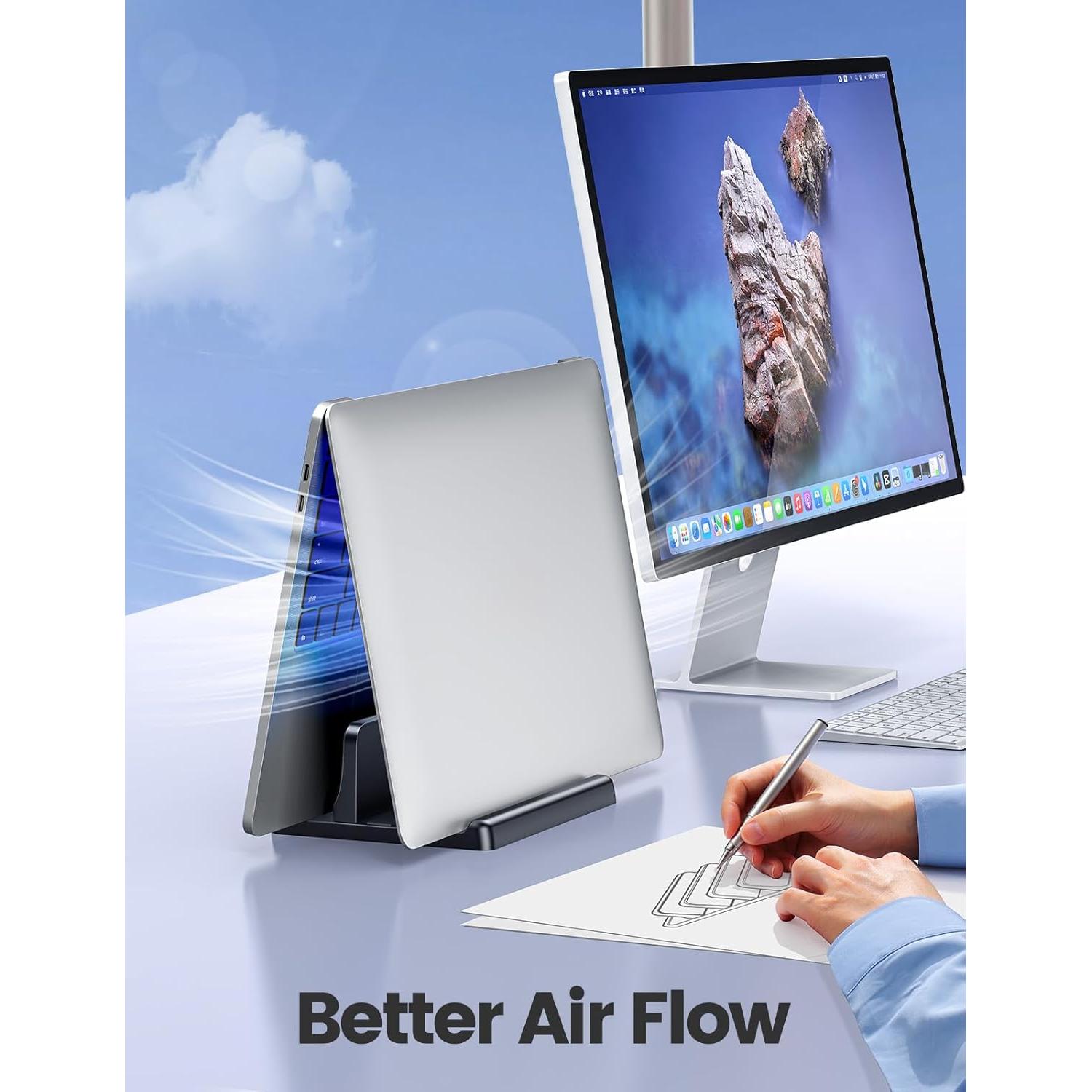 Soporte Vertical para Laptop Vaydeer Ajustable 3 en 1 Negro