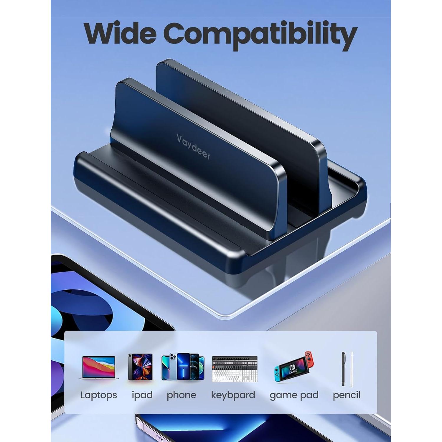 Soporte Vertical para Laptop Vaydeer Ajustable 3 en 1 Negro