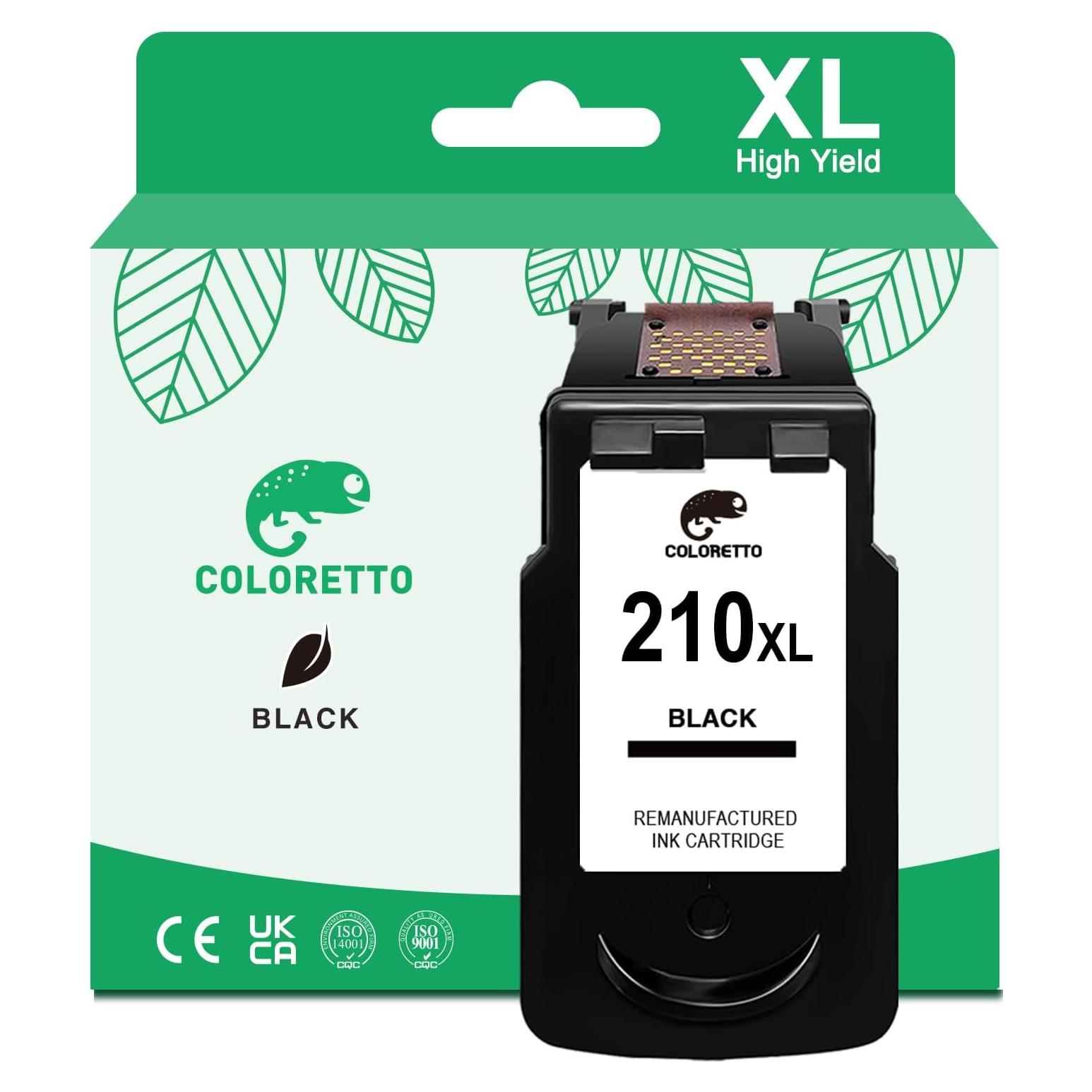 Cartucho de Tinta Negra COLORETTO 210XL para Canon - 400 Páginas