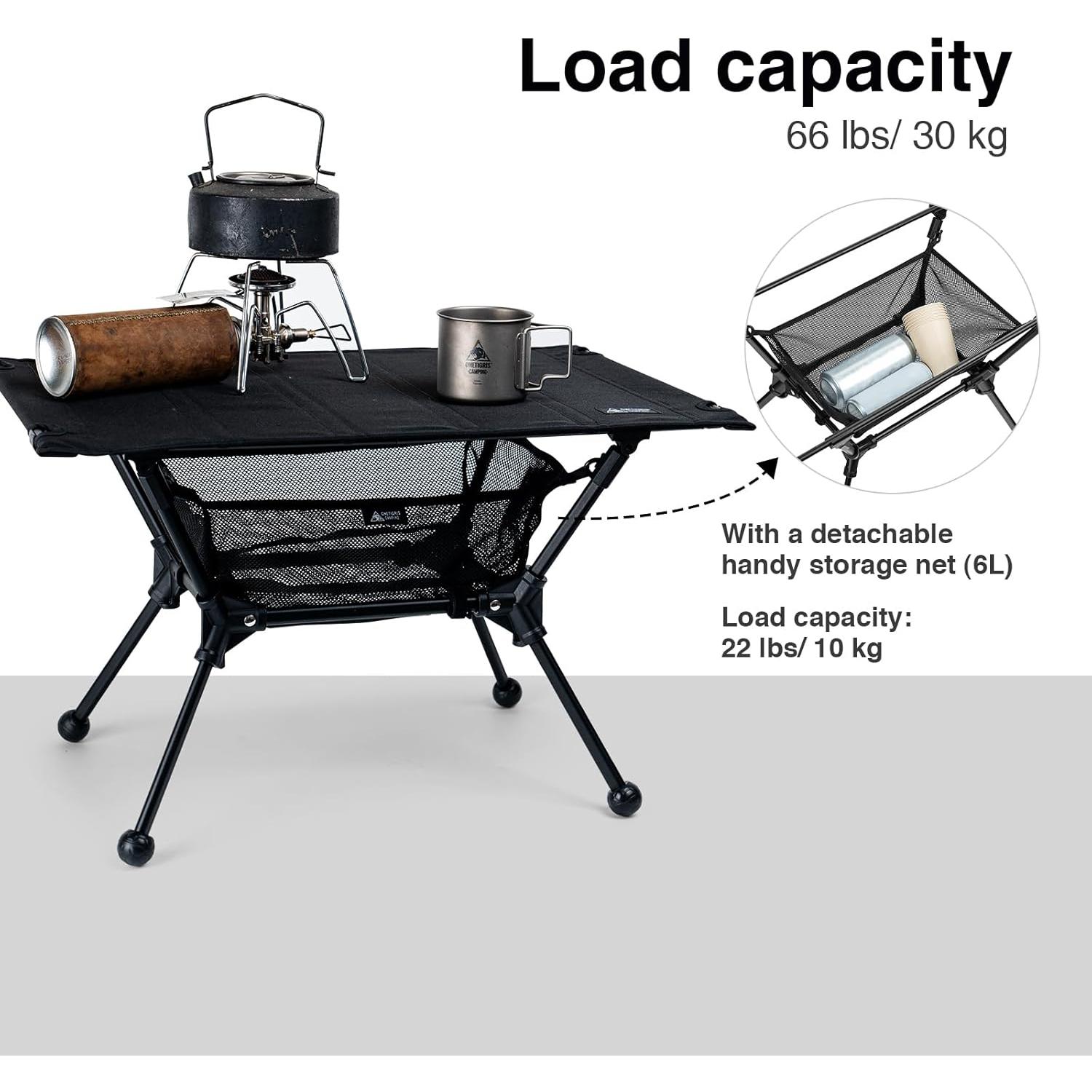 Mesa de Camping OneTigris Dipper Plegable 60x40cm Negra