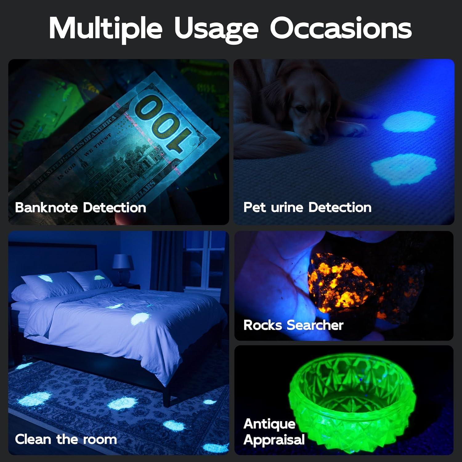 Linterna UV 365nm TactEagle UVA-T8 Mini con Llavero