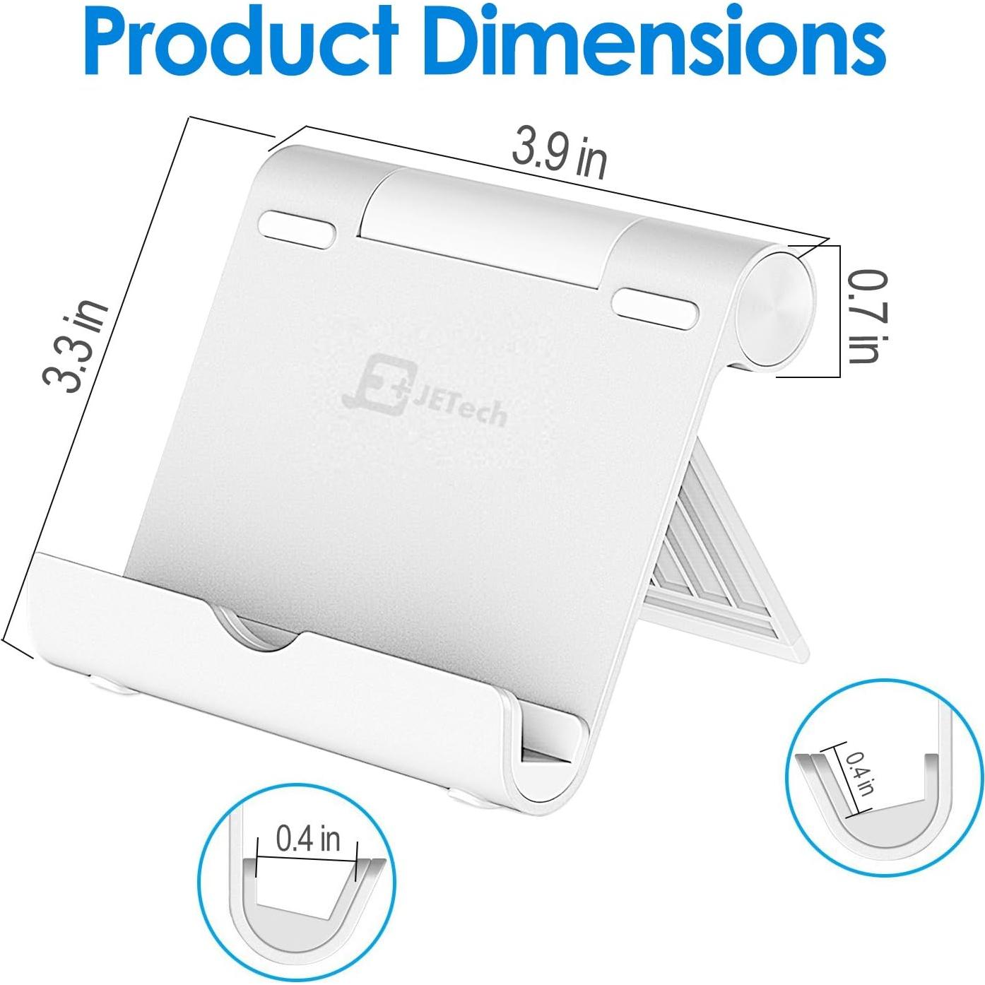 JETech Tablet Stand, Adjustable Portable Desktop Holder, Foldable Dock for iPad/iPad Pro/Air/Mini, Galaxy Tab A8/A7 Lite/A7/S8/S7, Kindle, Tab/Phones(4-11"), Sliver