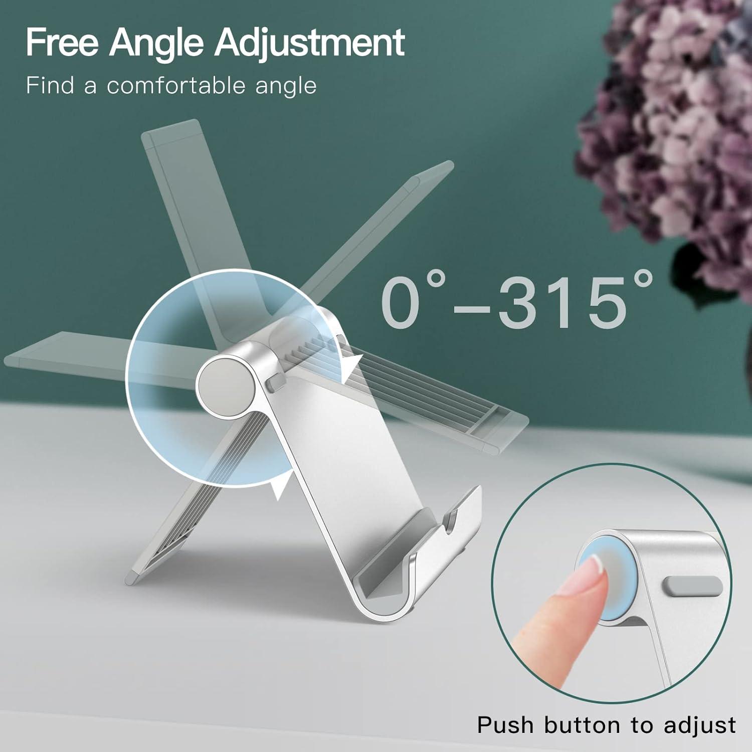 JETech Tablet Stand, Adjustable Portable Desktop Holder, Foldable Dock for iPad/iPad Pro/Air/Mini, Galaxy Tab A8/A7 Lite/A7/S8/S7, Kindle, Tab/Phones(4-11"), Sliver