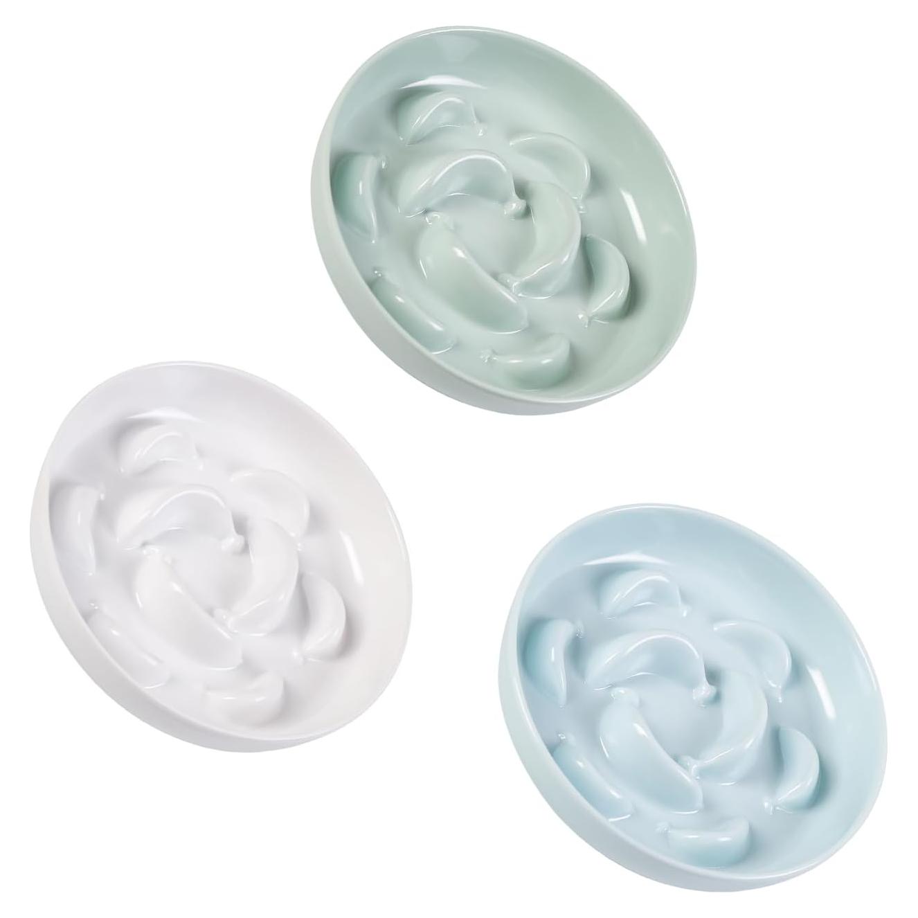 Set de 3 Tazones de Comida para Gatos PTOBER - Melamina, Alimentación Lenta, Antideslizante