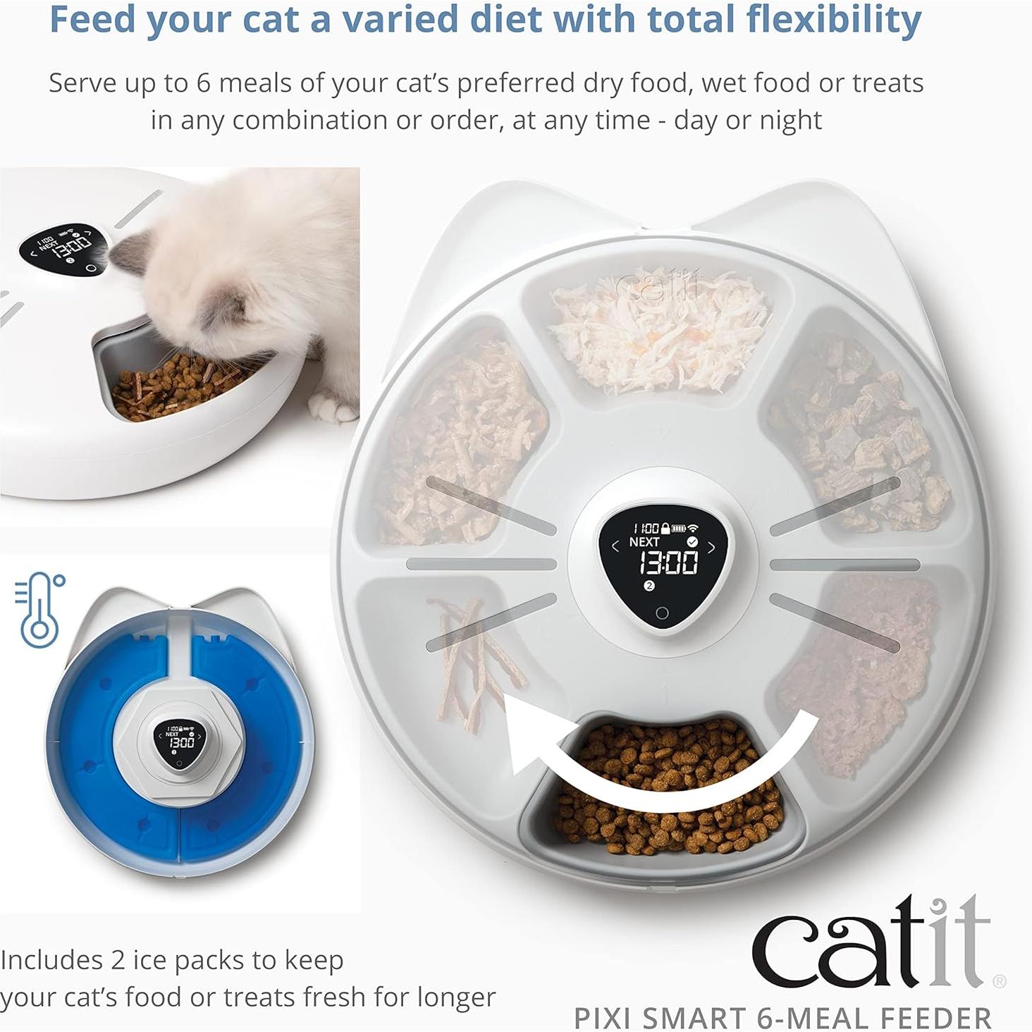 Alimentador Inteligente Catit PIXI 6 Comidas Programable Blanco