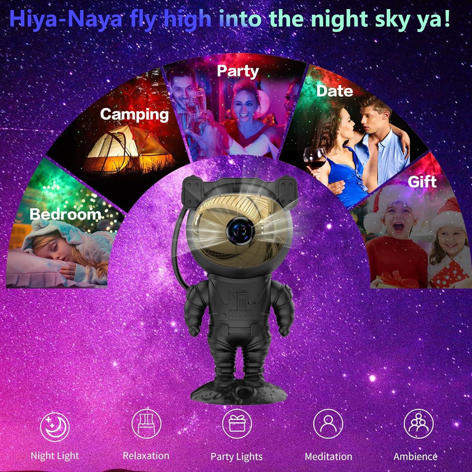 Proyector de Estrellas Hiya-Naya Astronauta 360° Luz Nocturna