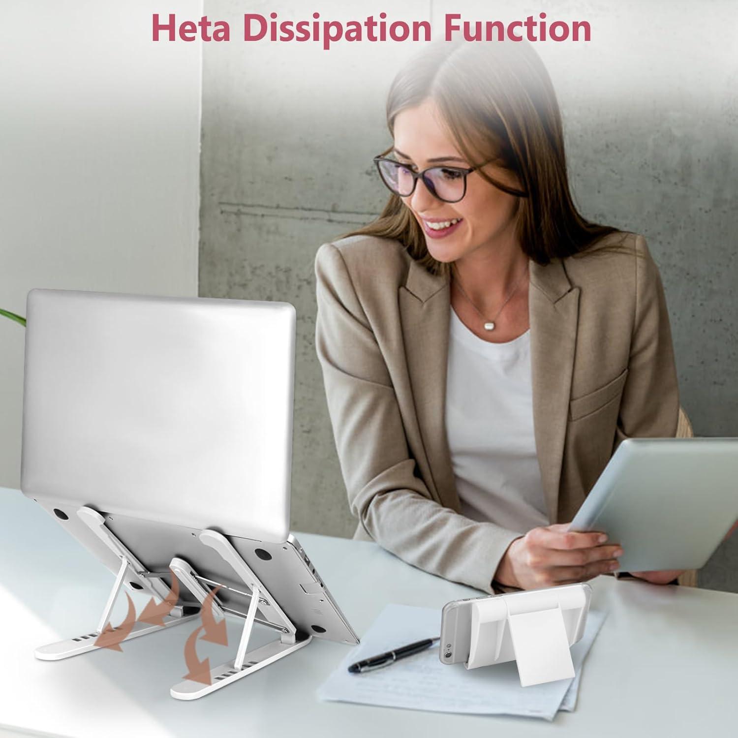 Soporte Ajustable para Laptop Pidien Blanco 6 Niveles