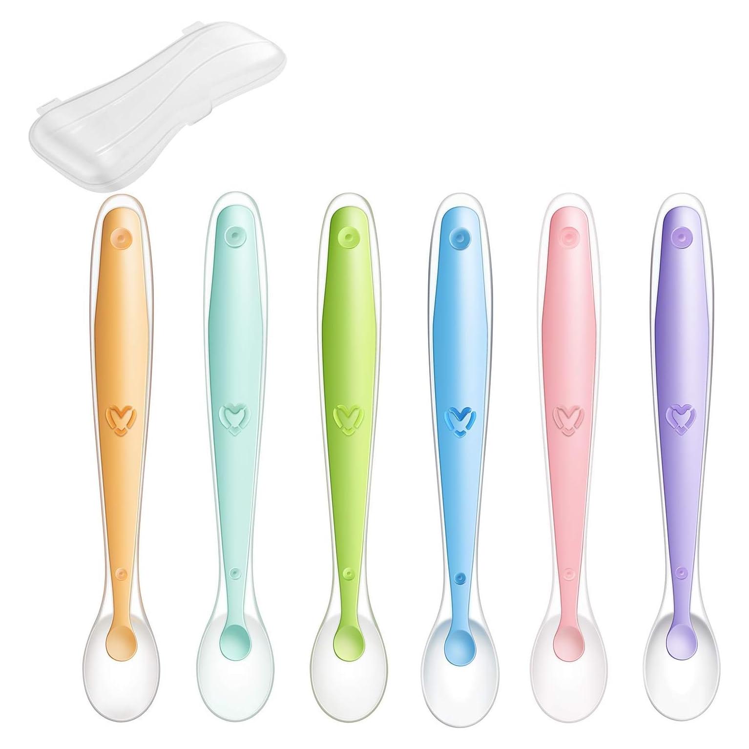 Cucharas de Silicona PandaEar para Bebés - Set de 6 Libre de BPA