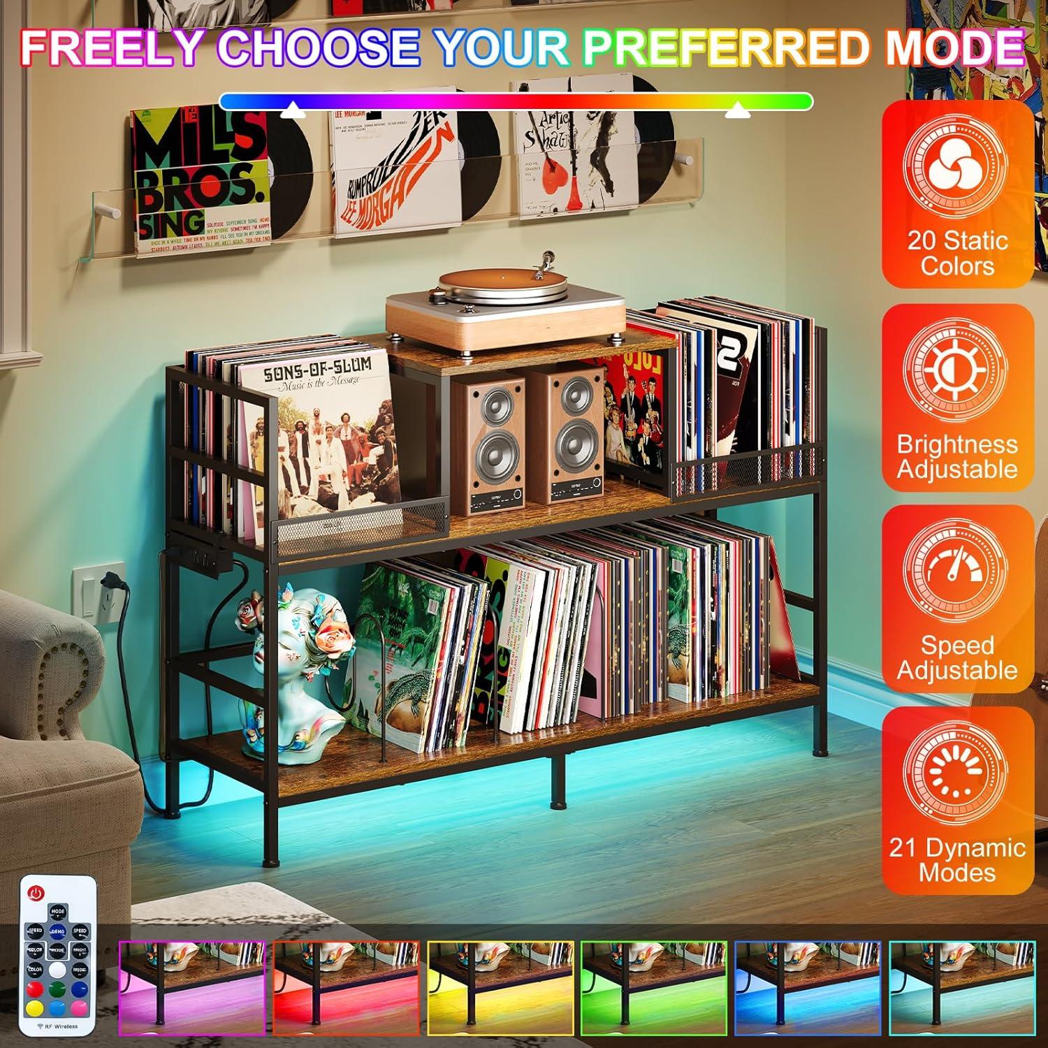 Soporte para Tocadiscos Sonyabecca con Tomas de Corriente y LED