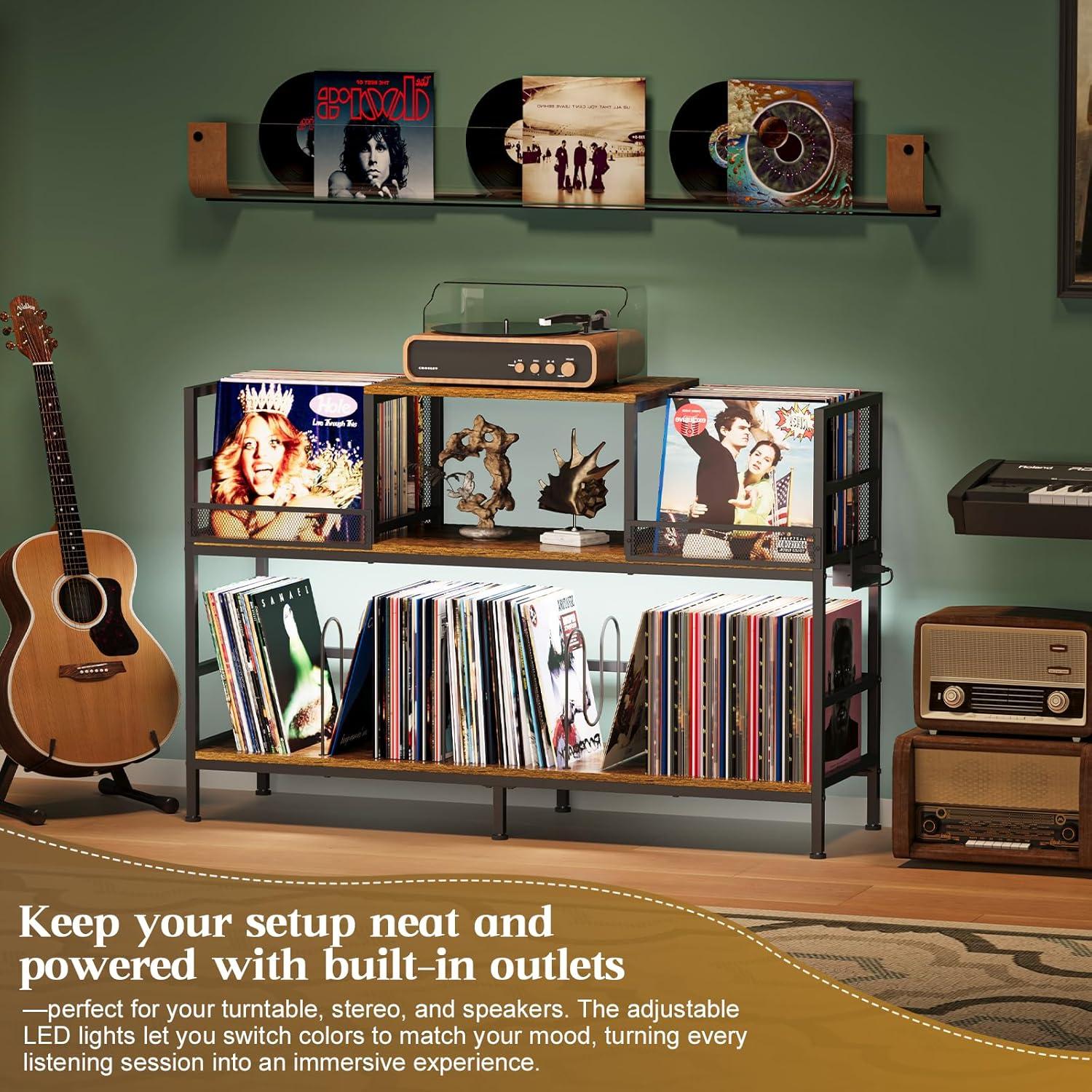 Soporte para Tocadiscos Sonyabecca con Tomas de Corriente y LED