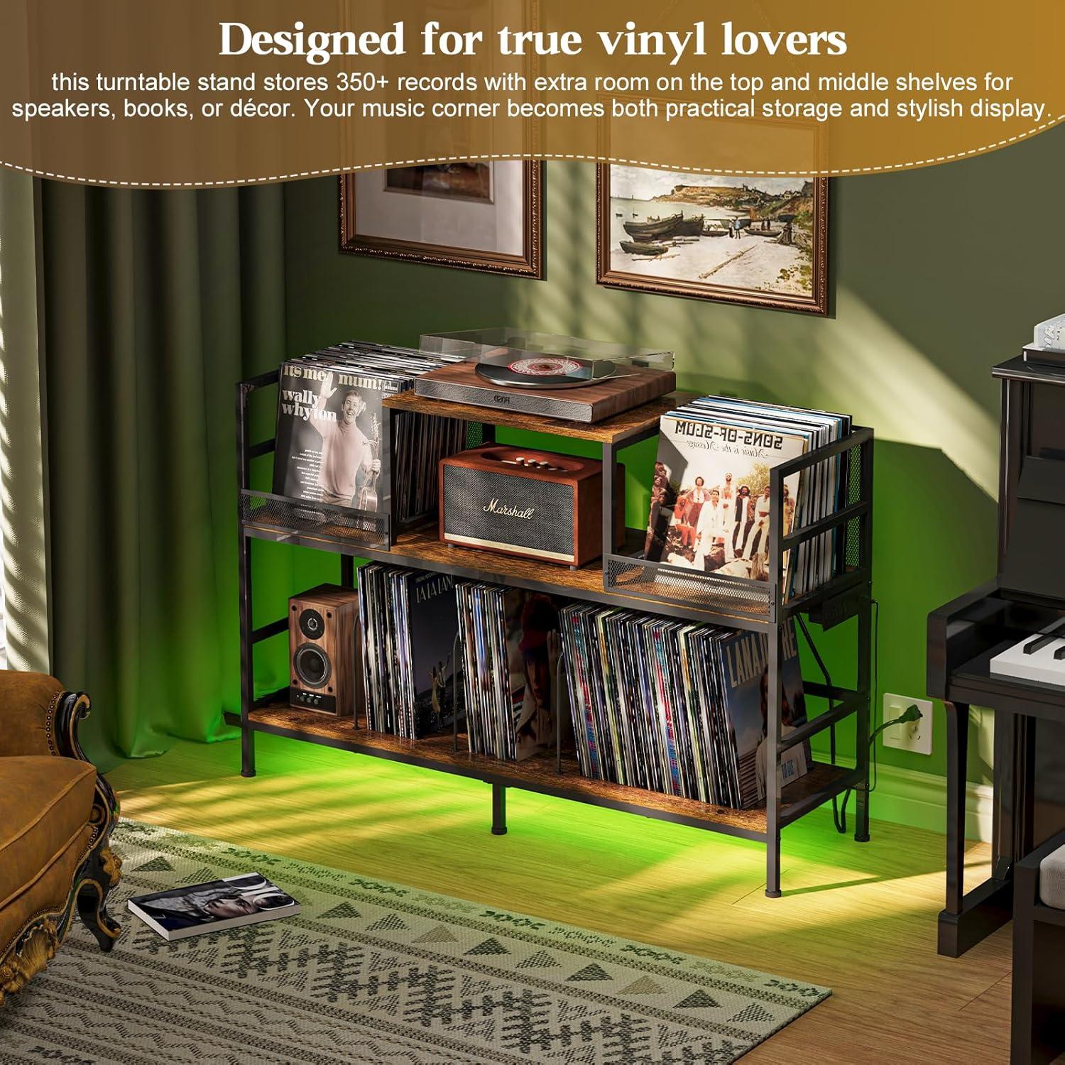 Soporte para Tocadiscos Sonyabecca con Tomas de Corriente y LED