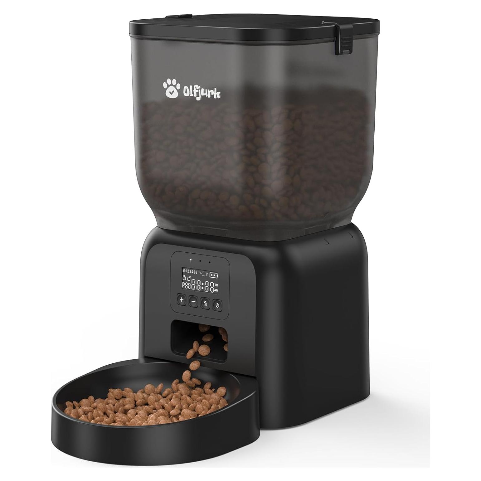 Comedero Automático Olfjurk 4L para Perros y Gatos Negro