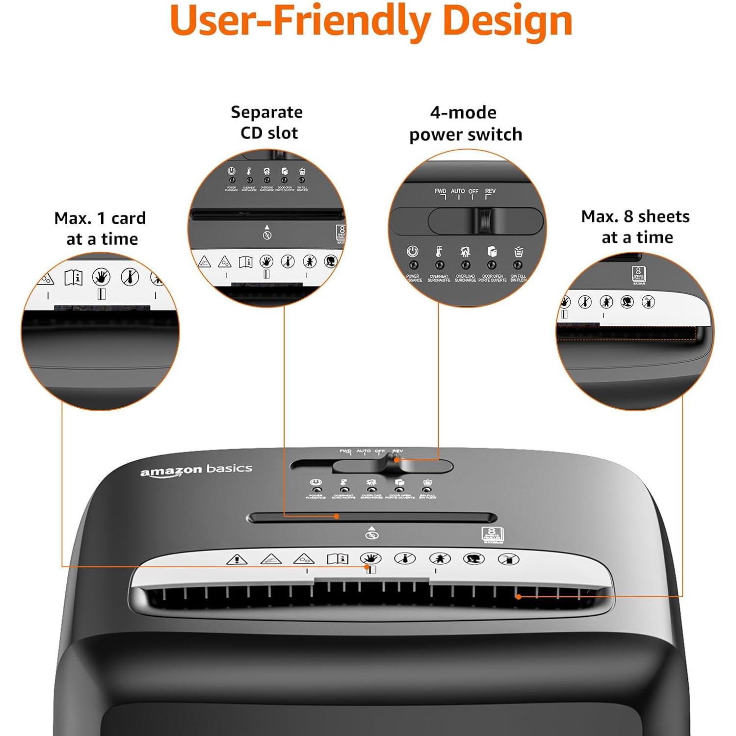 Destructora de papel Amazon Basics C217-C 8 hojas micro corte