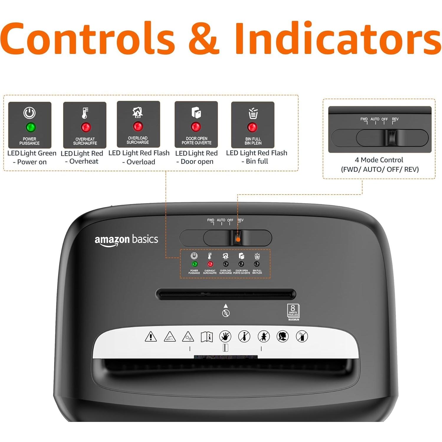 Destructora de papel Amazon Basics C217-C 8 hojas micro corte