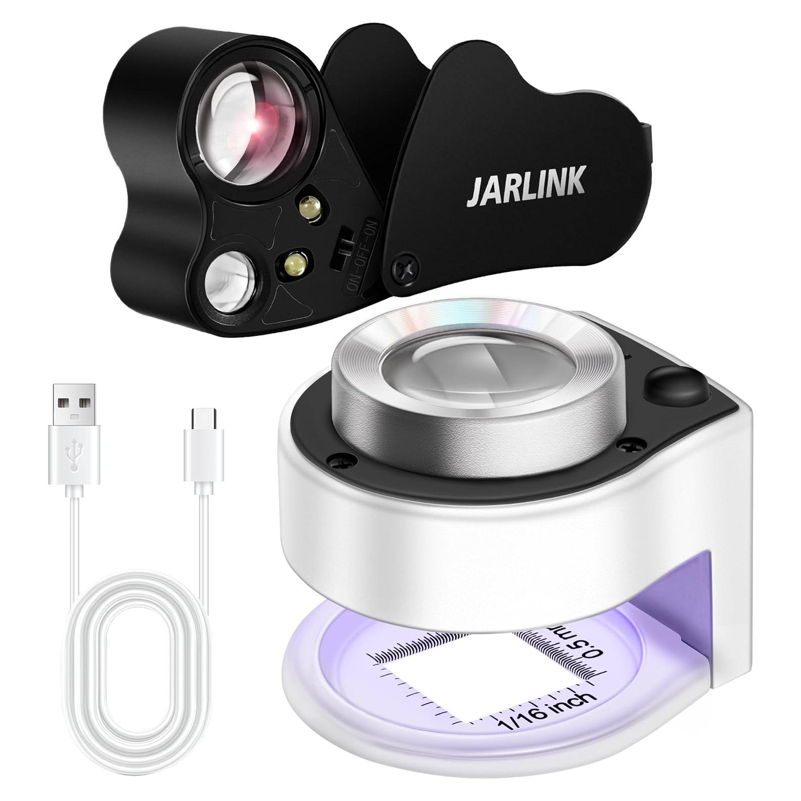 Lupa de Joyero JARLINK 30X 60X con Luz LED y UV - 2 Pack
