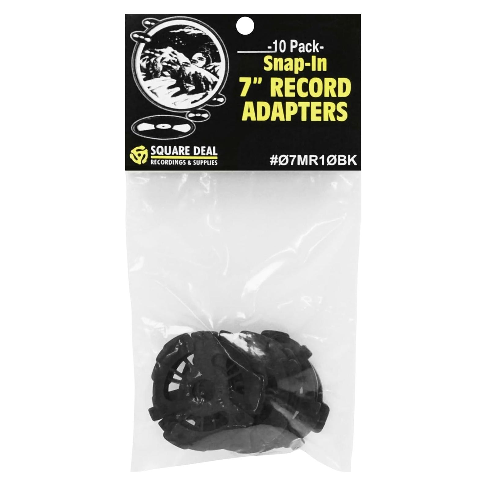 10 Adaptadores de Disco Planos Negros para Tocadiscos 45 RPM