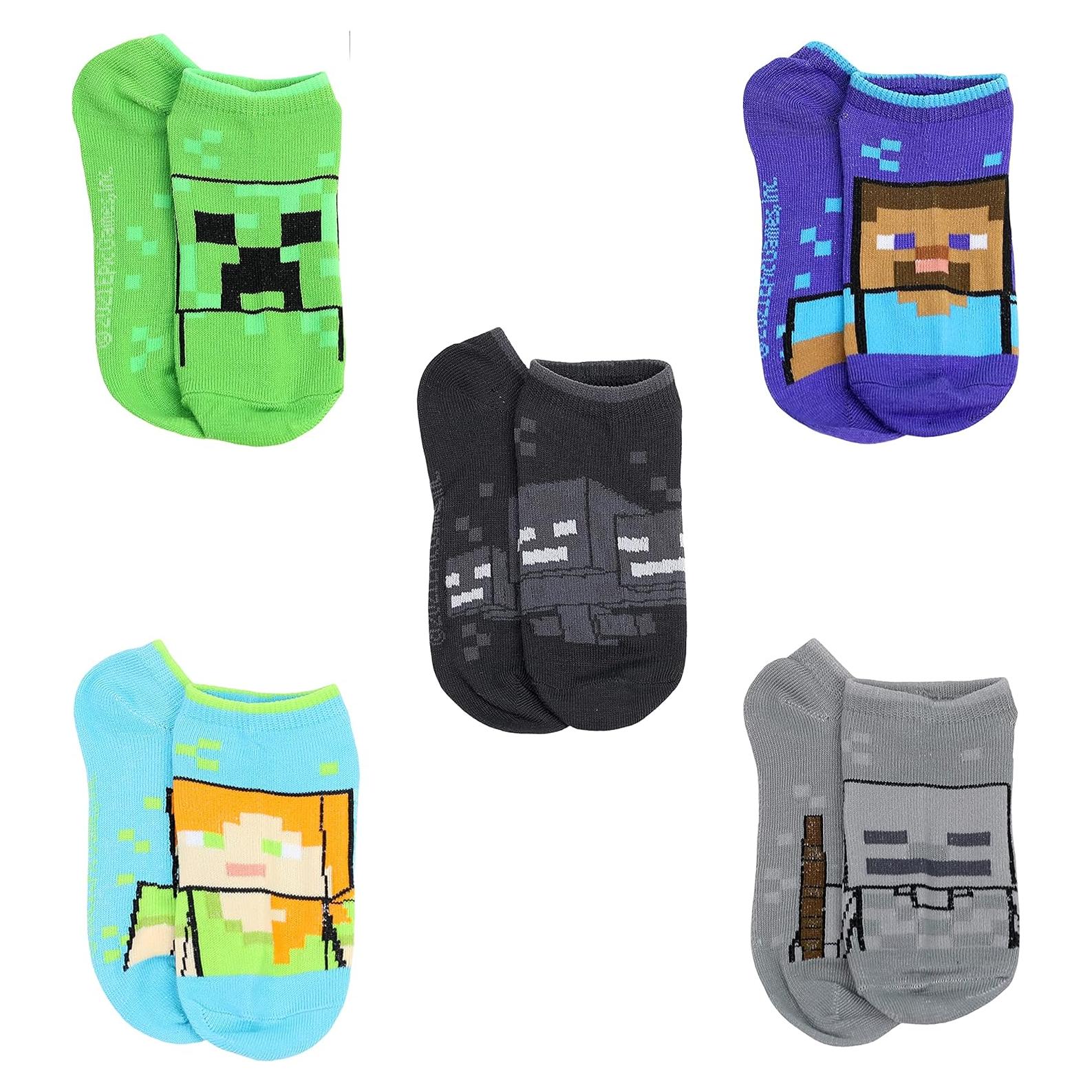 Calcetines Minecraft para Niños - Paquete de 5, Talla 4-6