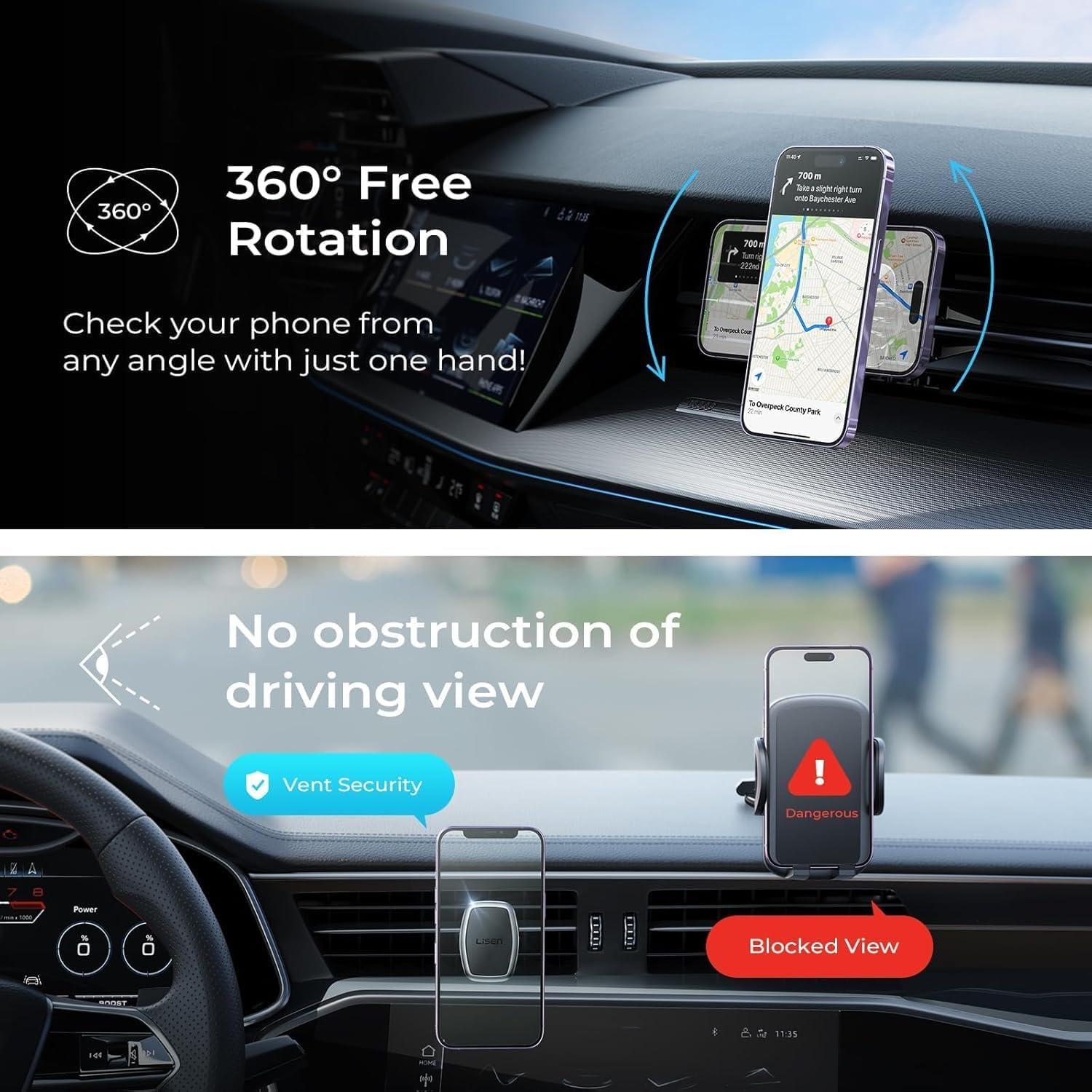 Soporte Magnético para Teléfono LISEN Auto Negro 4.9x3.6cm