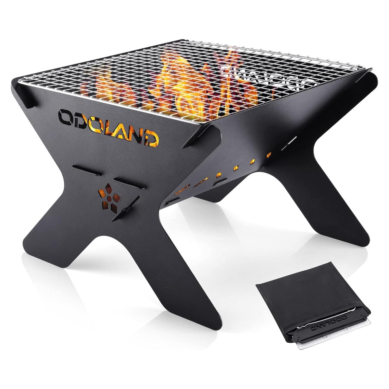 Parrilla de Camping Odoland Plegable 30 cm Carbón Portátil