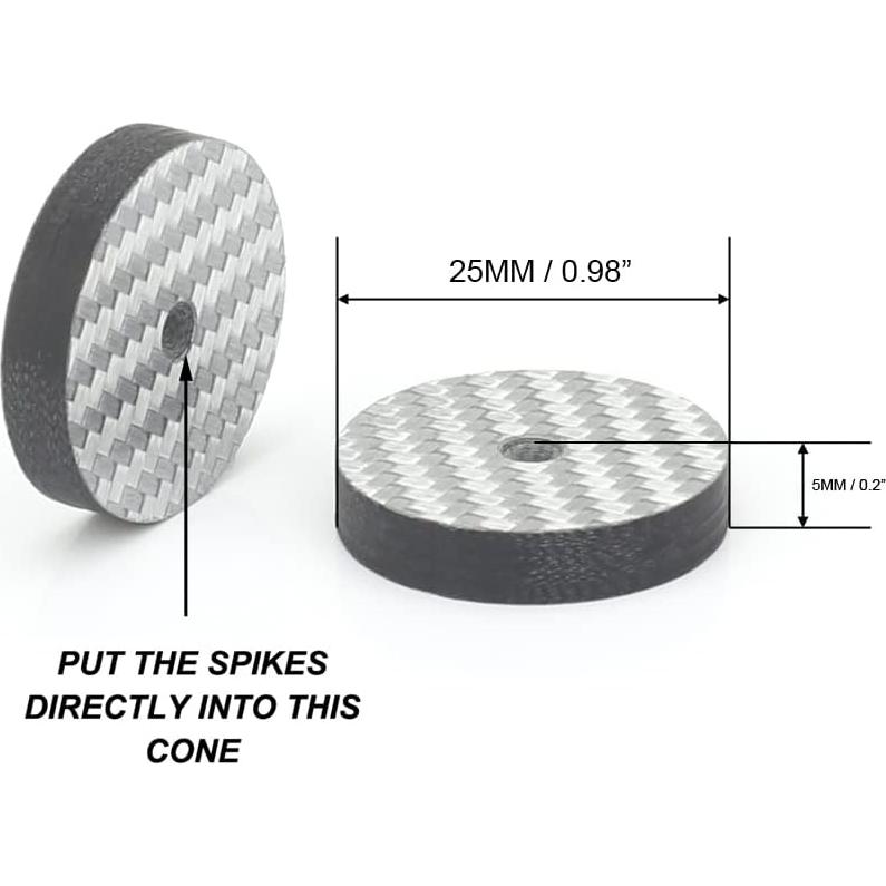 Patas de Aislamiento Audiocrast 25x5mm Fibra de Carbono 4Pcs