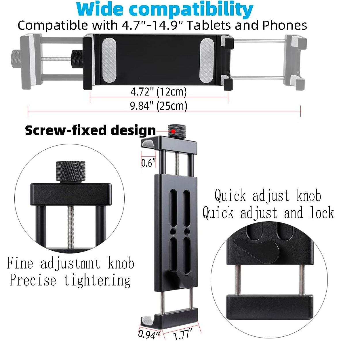 Soporte de Tablet para Coche Aluminio TS-12 Ajustable