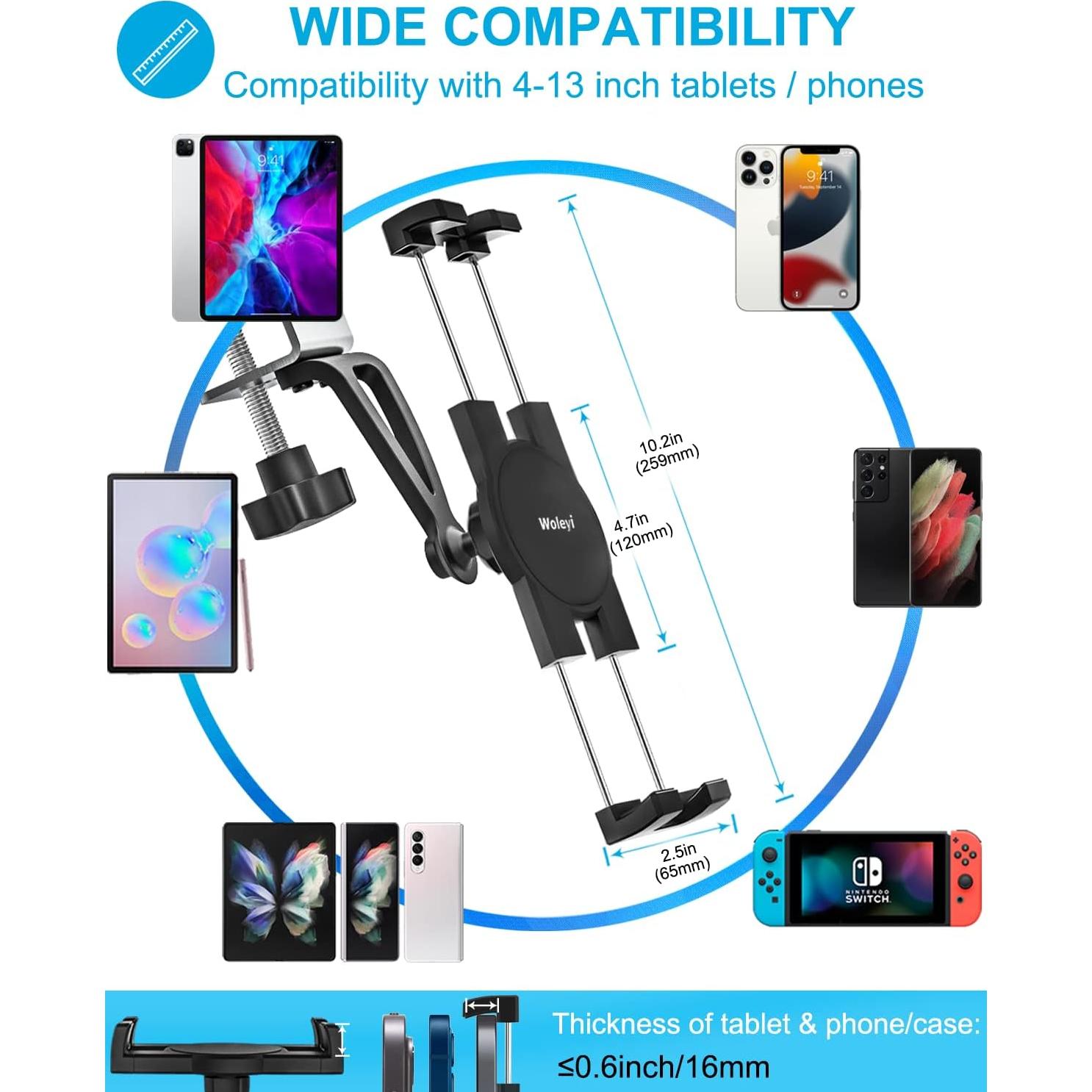 Soporte de Tablet Woleyi Bajo Gabinete 4-13" Ajustable