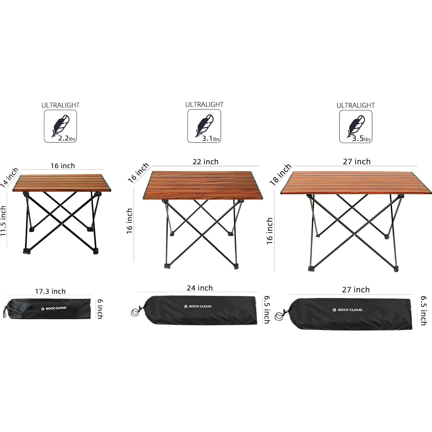 Mesa de Camping ROCK CLOUD Plegable Aluminio Grande 68.5 cm