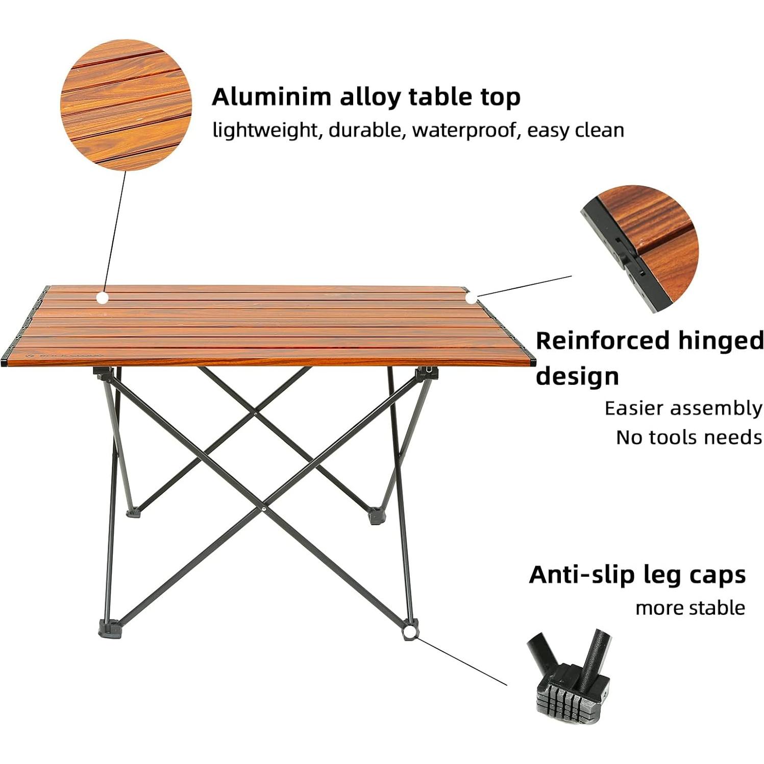Mesa de Camping ROCK CLOUD Plegable Aluminio Grande 68.5 cm