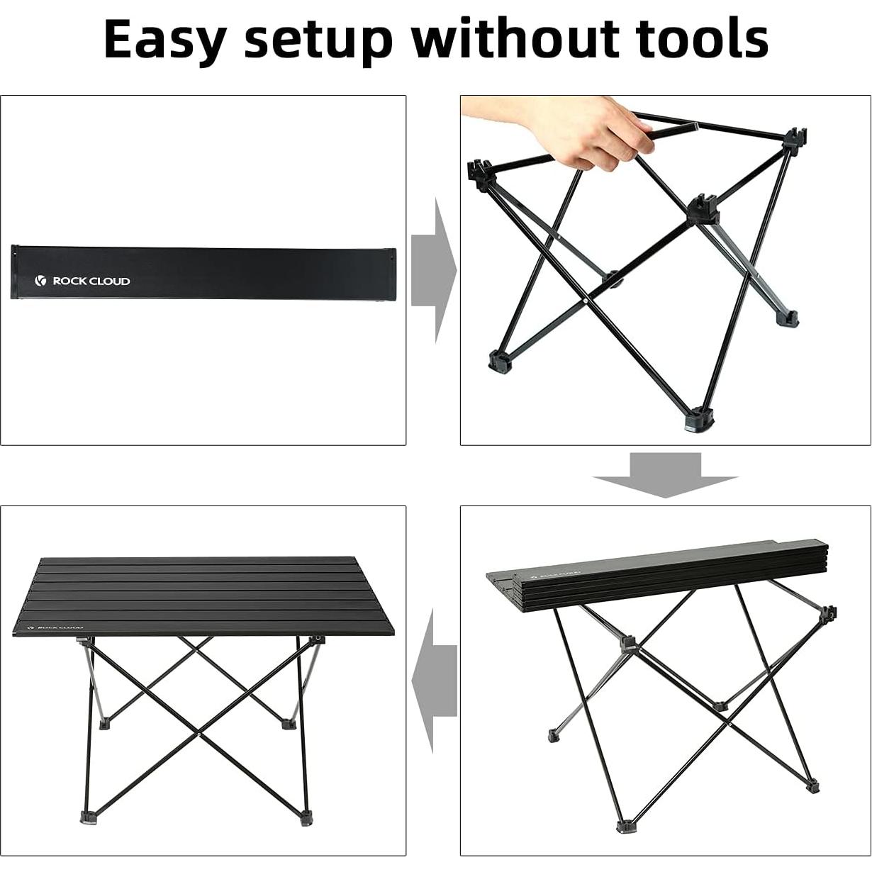Mesa de Camping ROCK CLOUD Plegable Aluminio Grande 68.5 cm