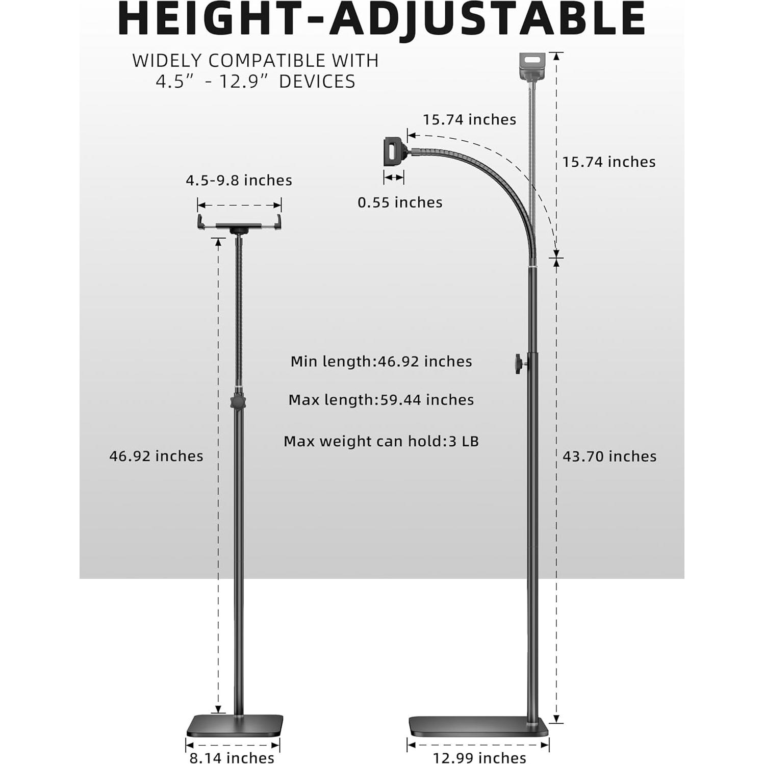 Soporte de Piso para Tableta VoltifyMax GT01 Altura Ajustable