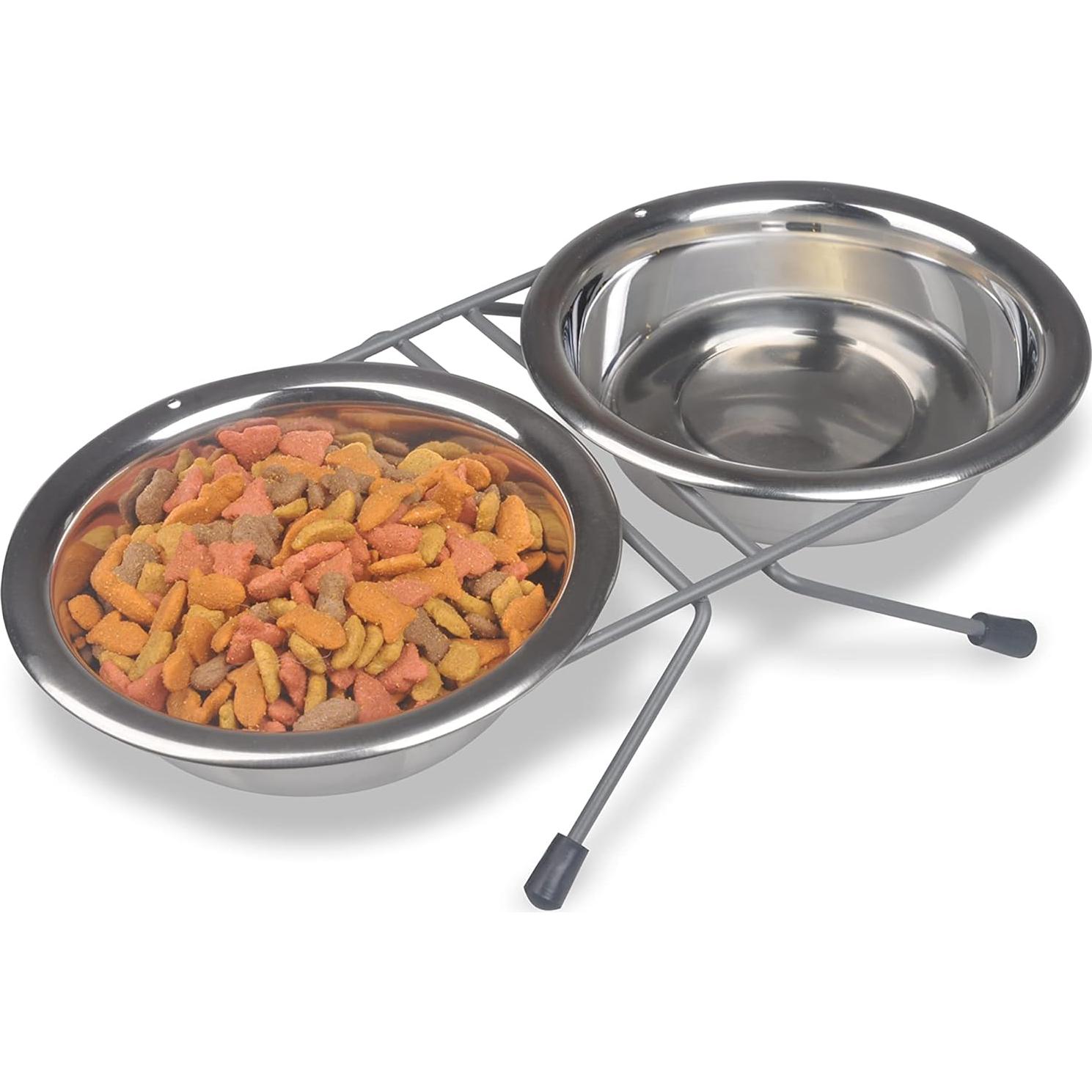 Comedero Doble Elevado Van Ness para Gatos y Perros Pequeños 480 ML