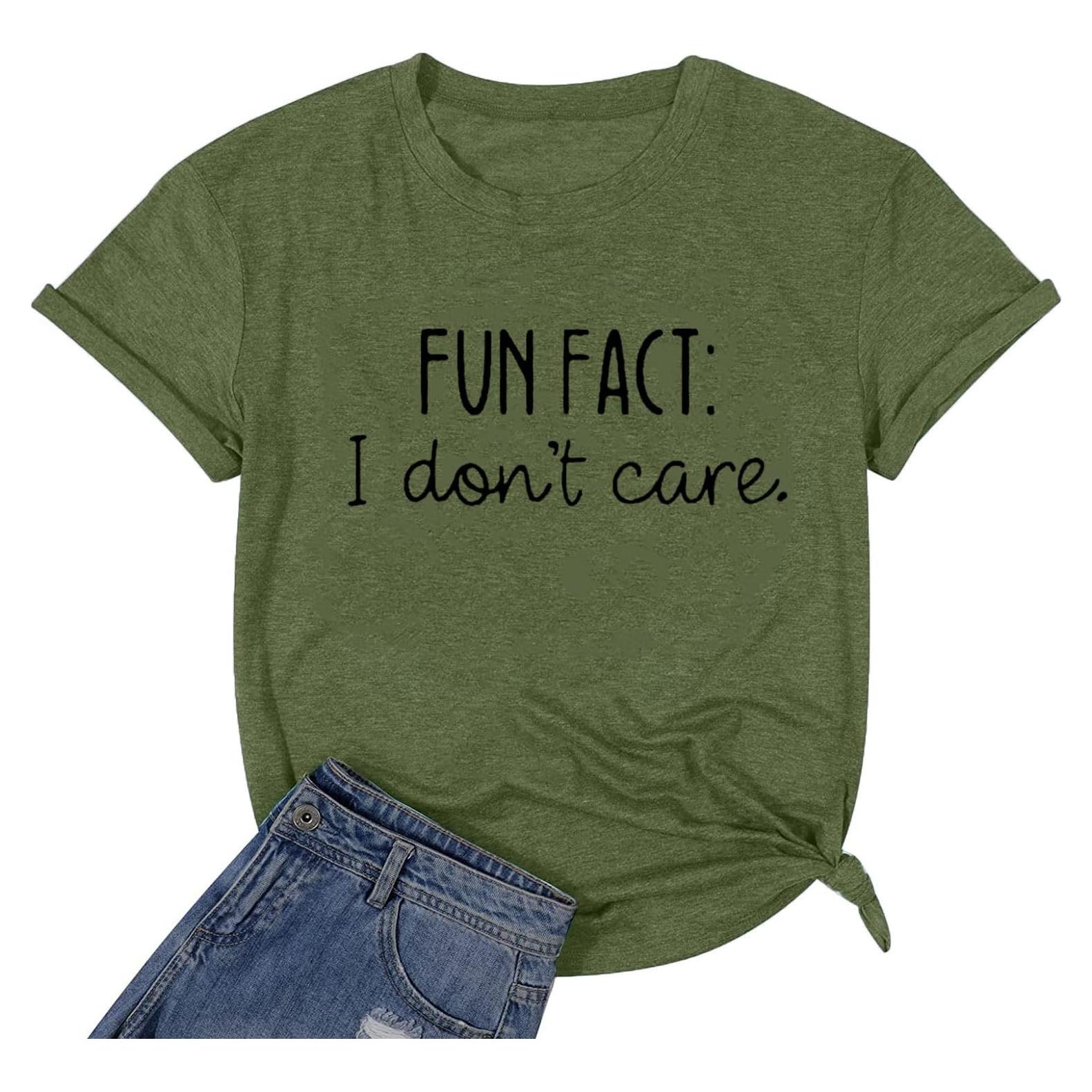 Camiseta Gráfica Divertida para Mujeres Calvin&Sally - Verde Militar