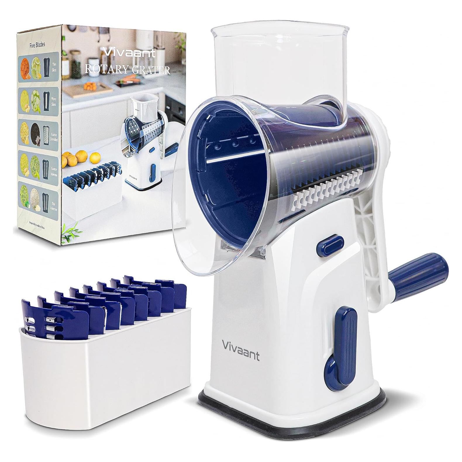 Rallador de Queso Rotatorio Vivaant con 5 Cuchillas Intercambiables