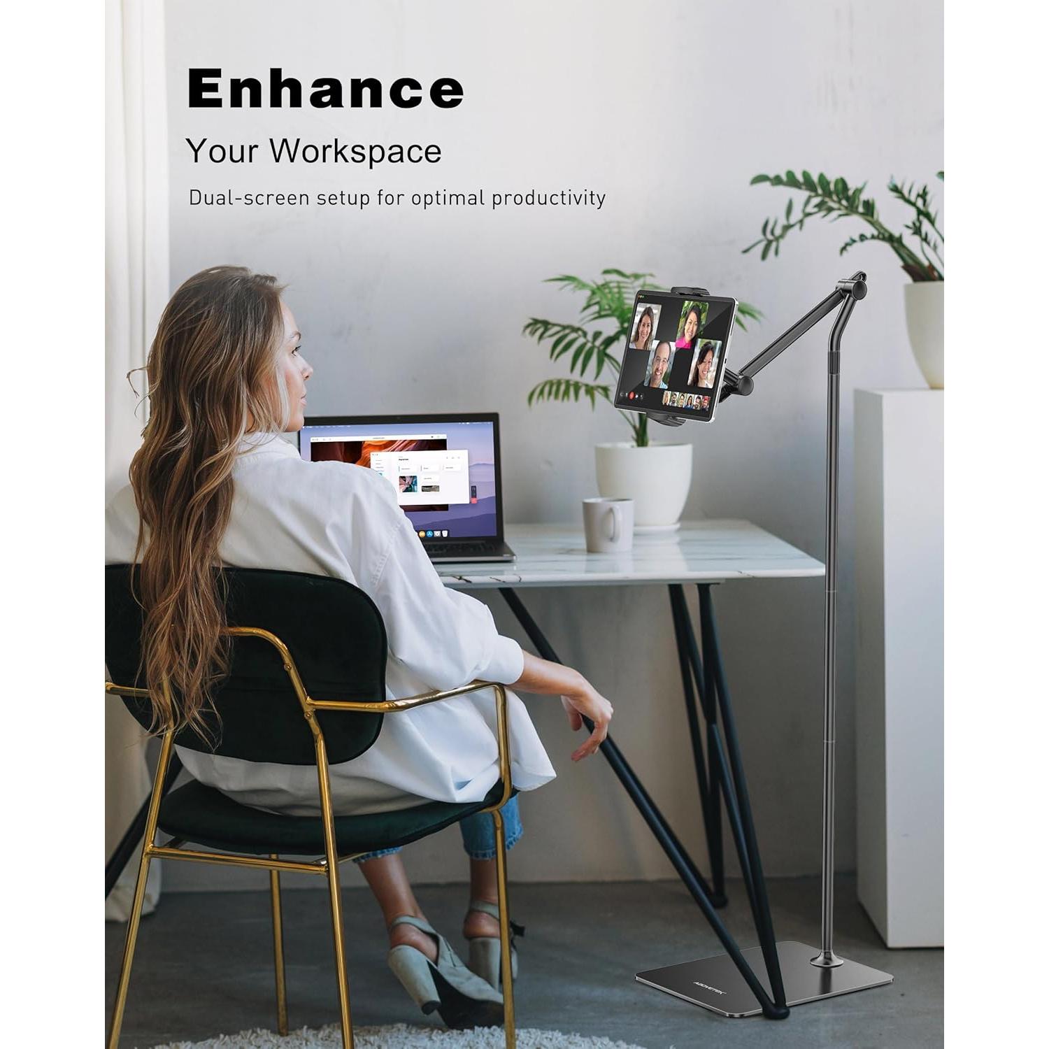 Soporte de Piso AboveTEK Ajustable para Tabletas 360° Negro