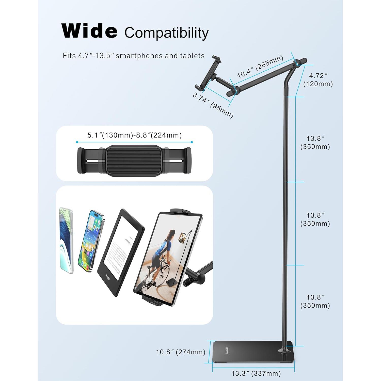 Soporte de Piso AboveTEK Ajustable para Tabletas 360° Negro
