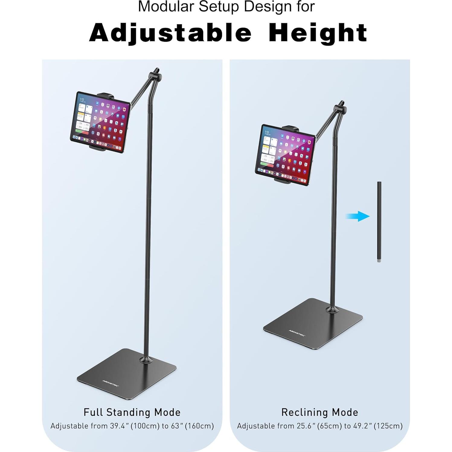 Soporte de Piso AboveTEK Ajustable para Tabletas 360° Negro