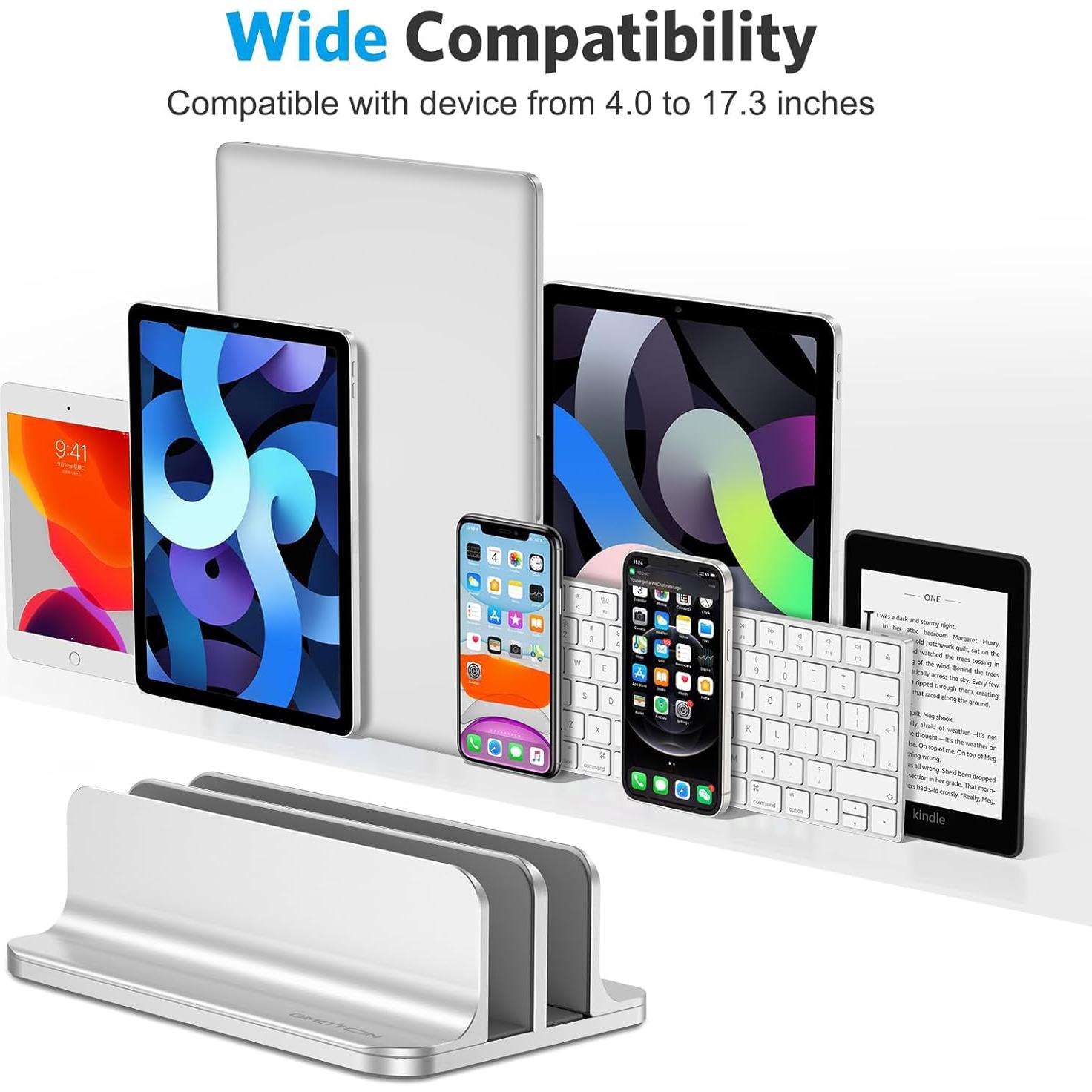 Soporte Vertical OMOTON para Laptop Ajustable 17.3" Plata