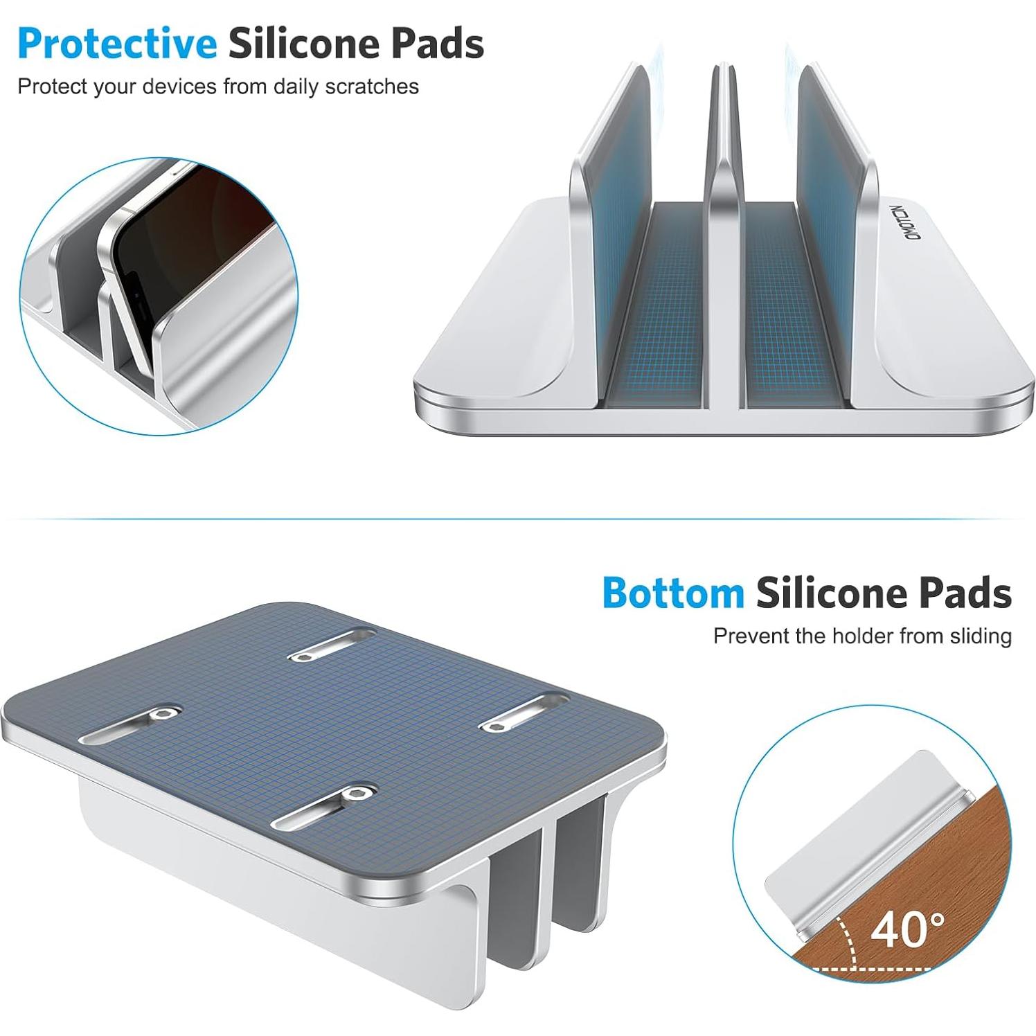 Soporte Vertical OMOTON para Laptop Ajustable 17.3" Plata