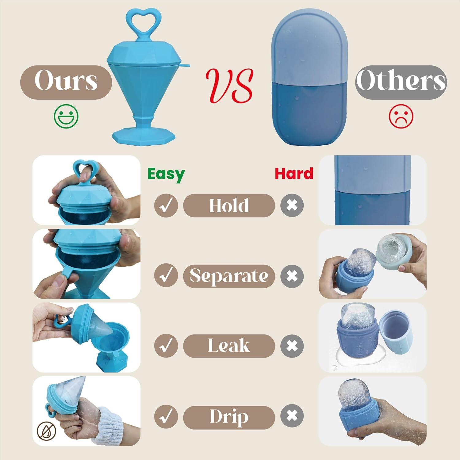 Rodillo Facial de Hielo Rena Chris Azul - Silicona Reutilizable