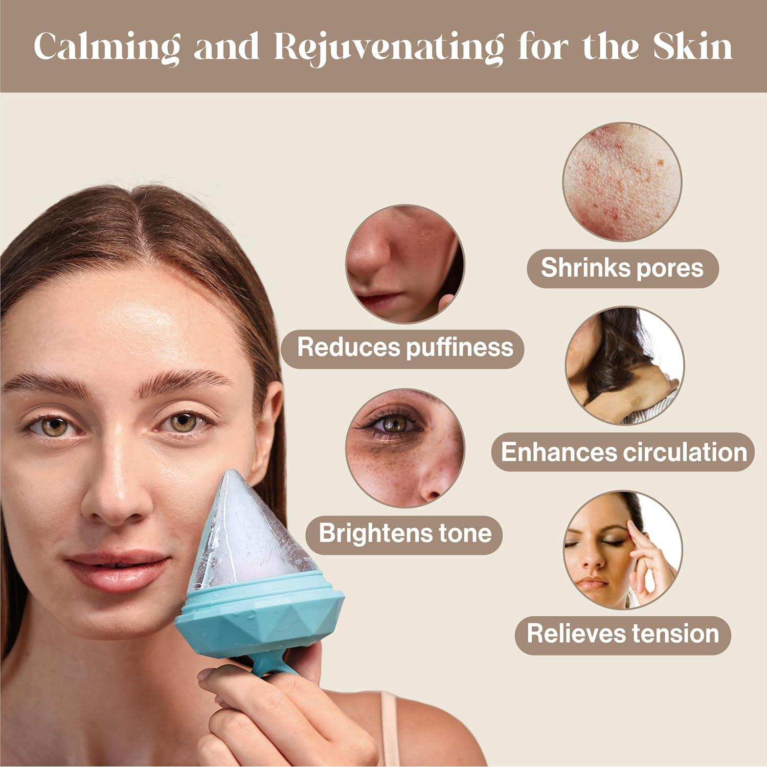 Rodillo Facial de Hielo Rena Chris Azul - Silicona Reutilizable