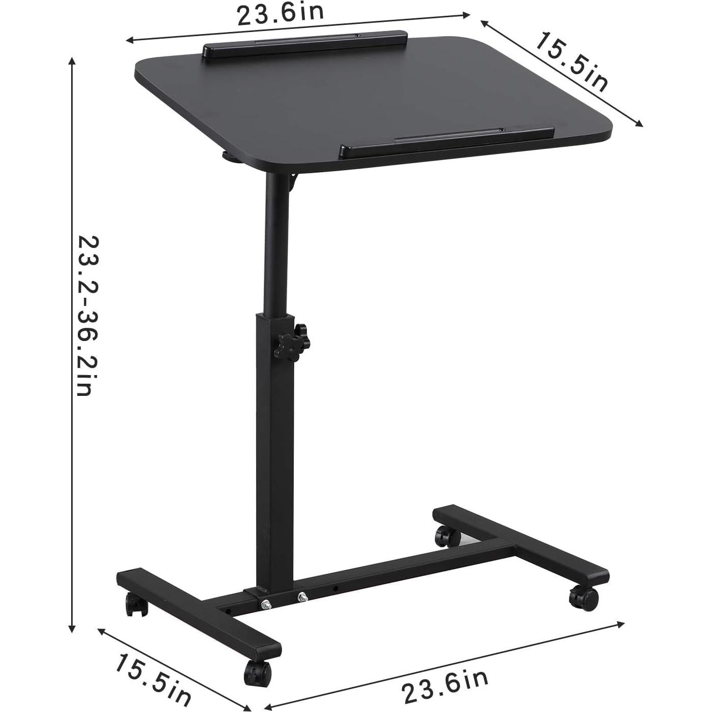 Mesa de Laptop Ajustable LINGMI Negra 39x60 cm Rodante