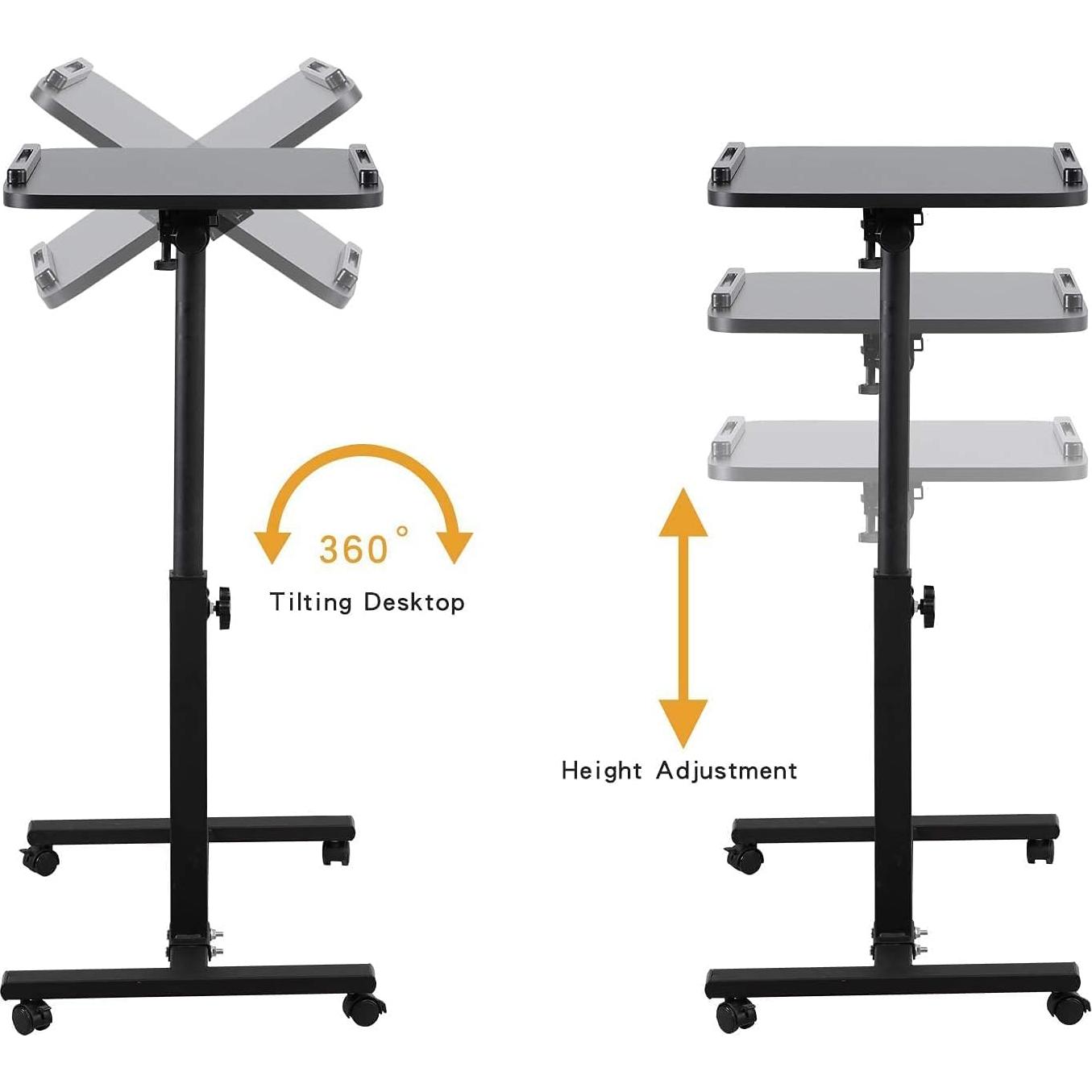 Mesa de Laptop Ajustable LINGMI Negra 39x60 cm Rodante