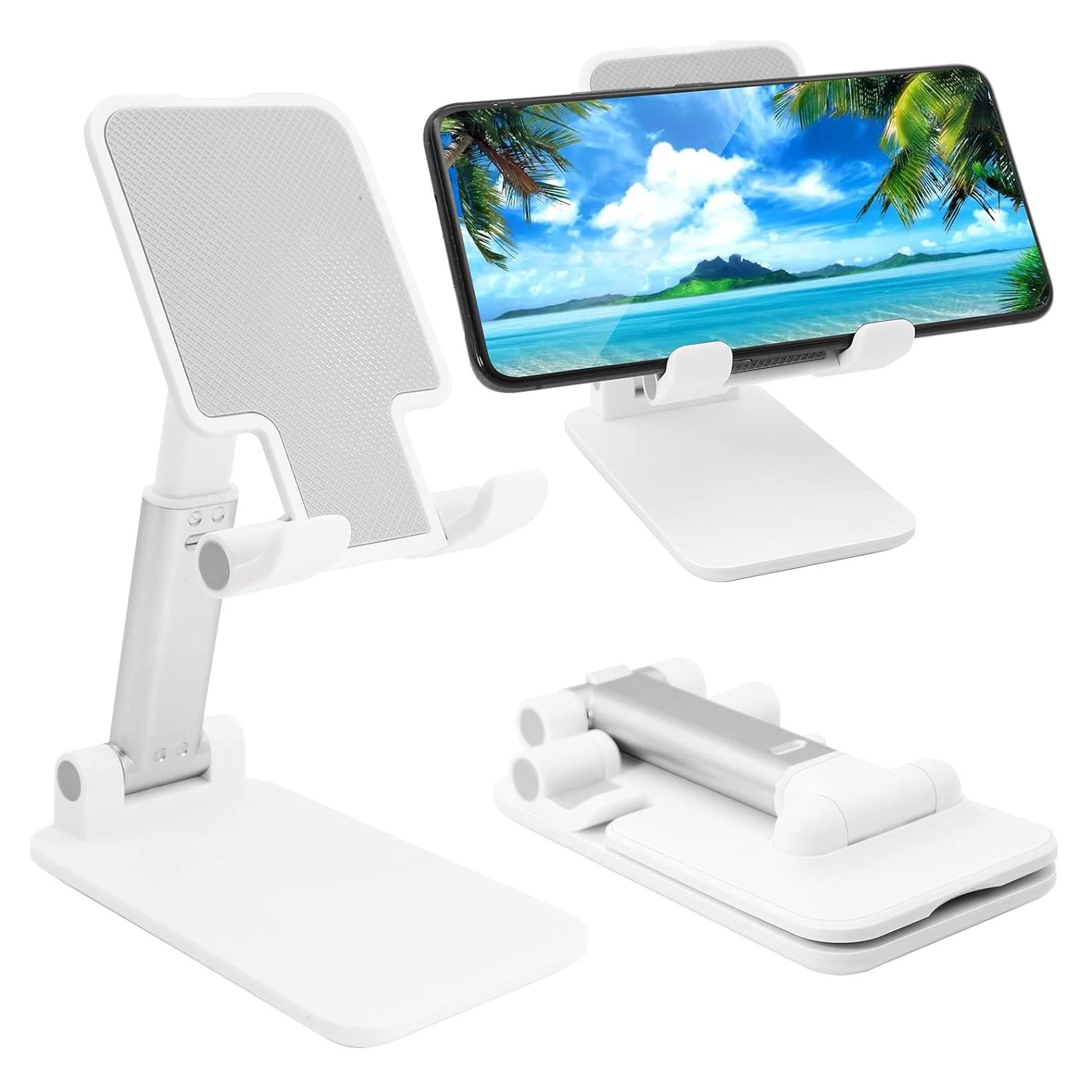 Soporte Plegable para Teléfono Móvil Ajustable Blanco