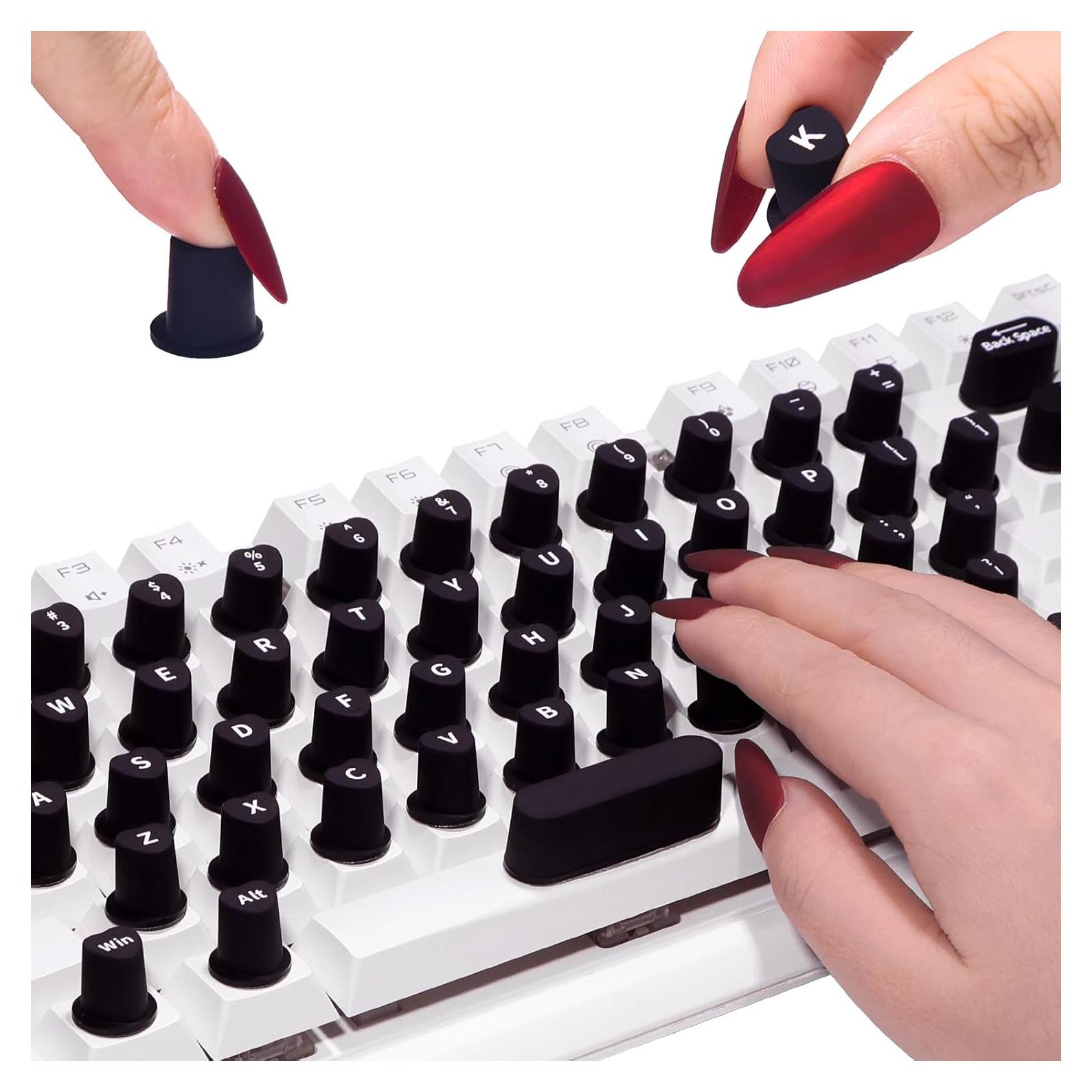 Calcomanías para Teclado Raisetip 70 Pcs para Uñas Largas Negro