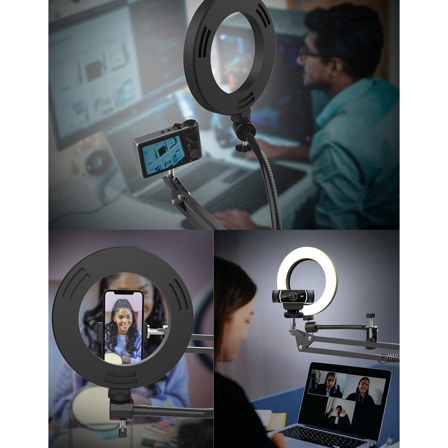 Soporte de cámara Pozliv p-vlight con luz de anillo 15 cm