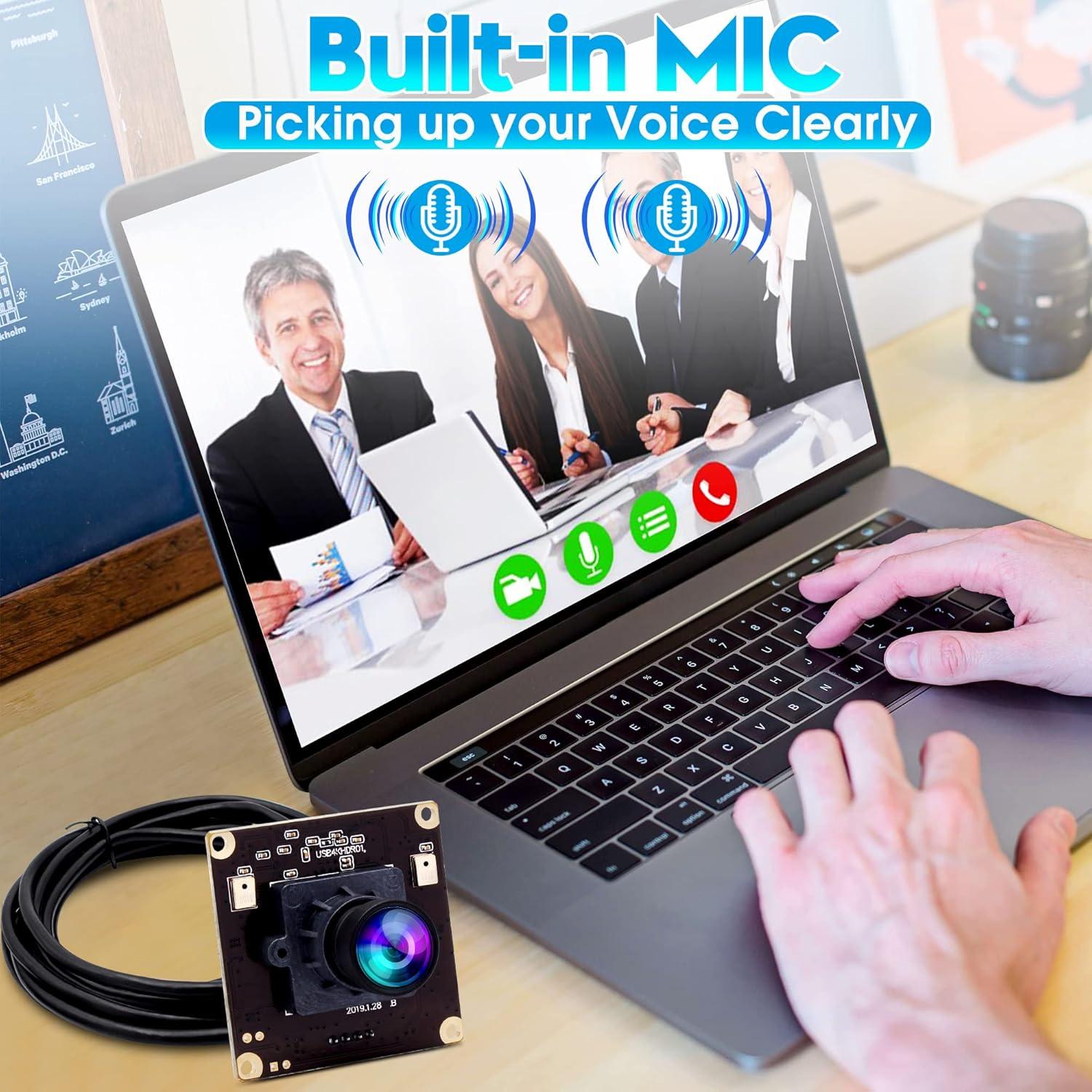 Cámara USB 4K ELP IMX317 con micrófono y lente 100°